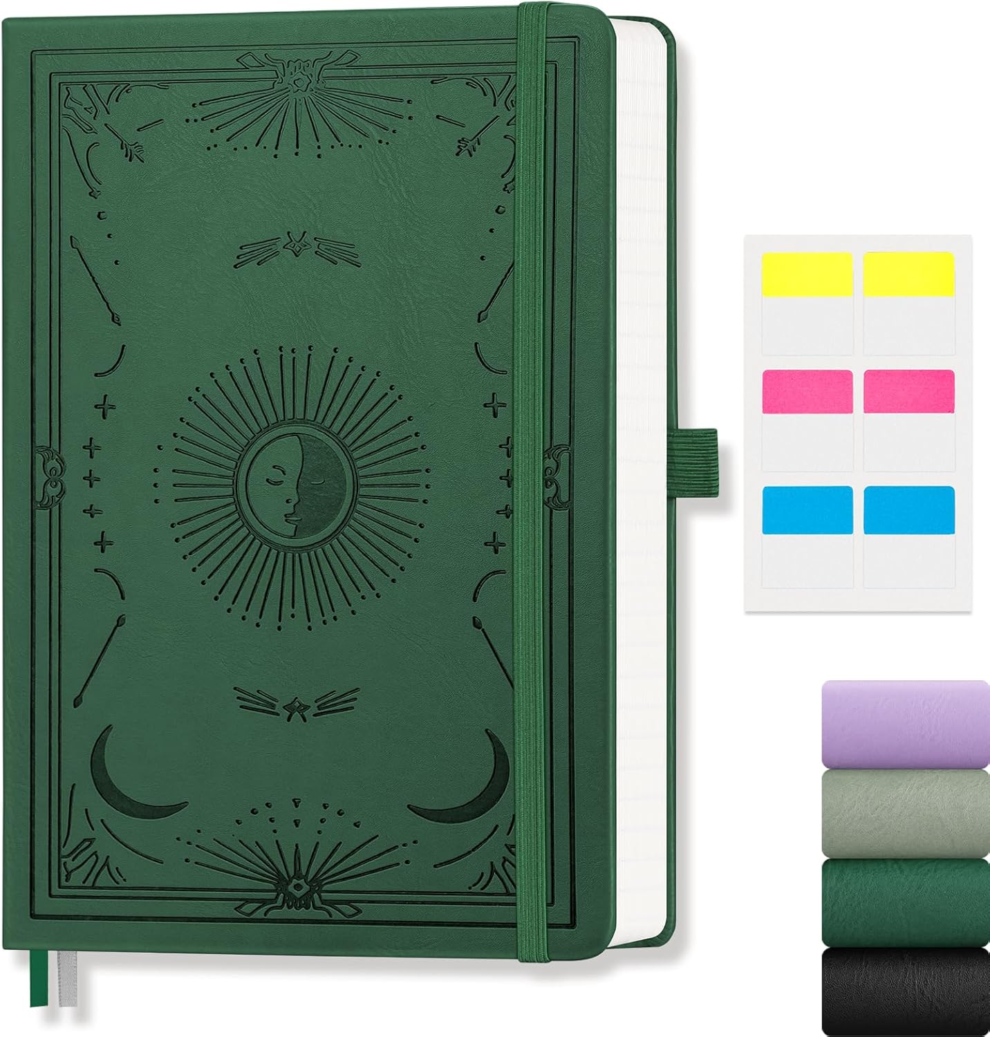 Lined Journal for Women Men, 192 Pages A5 Notebook Journal, Hardcover Notebook with 100Gsm Thick Pages, Leather Note Book for Writing, Travel, Business, Office, Prayer 5.7 x 8.3, Dark Green