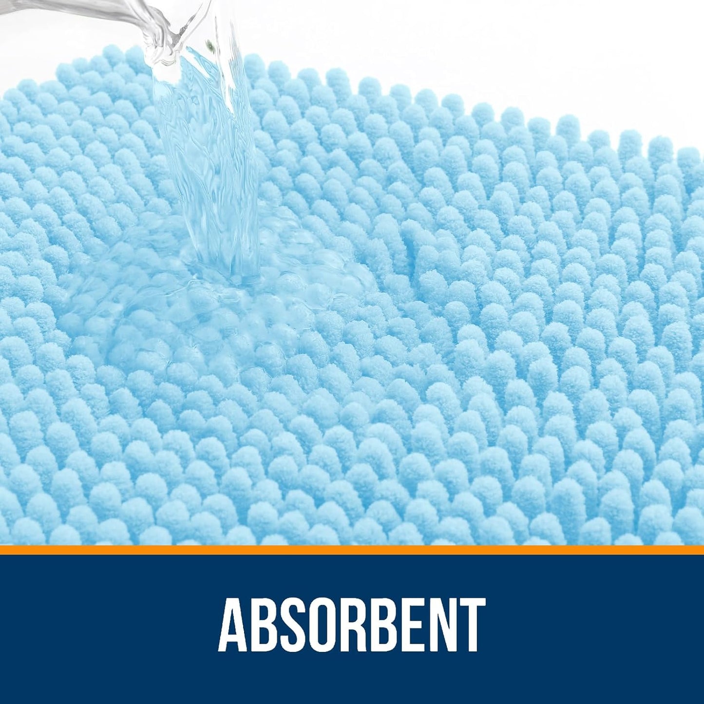 OLANLY Bathroom Rugs 70x46, Extra Soft Absorbent Chenille Bath Rugs, Rubber Backing Quick Dry, Machine Washable Bath Mats for Bathroom Floor, Tub and Shower, Home Decor Accessories, Sky Blue