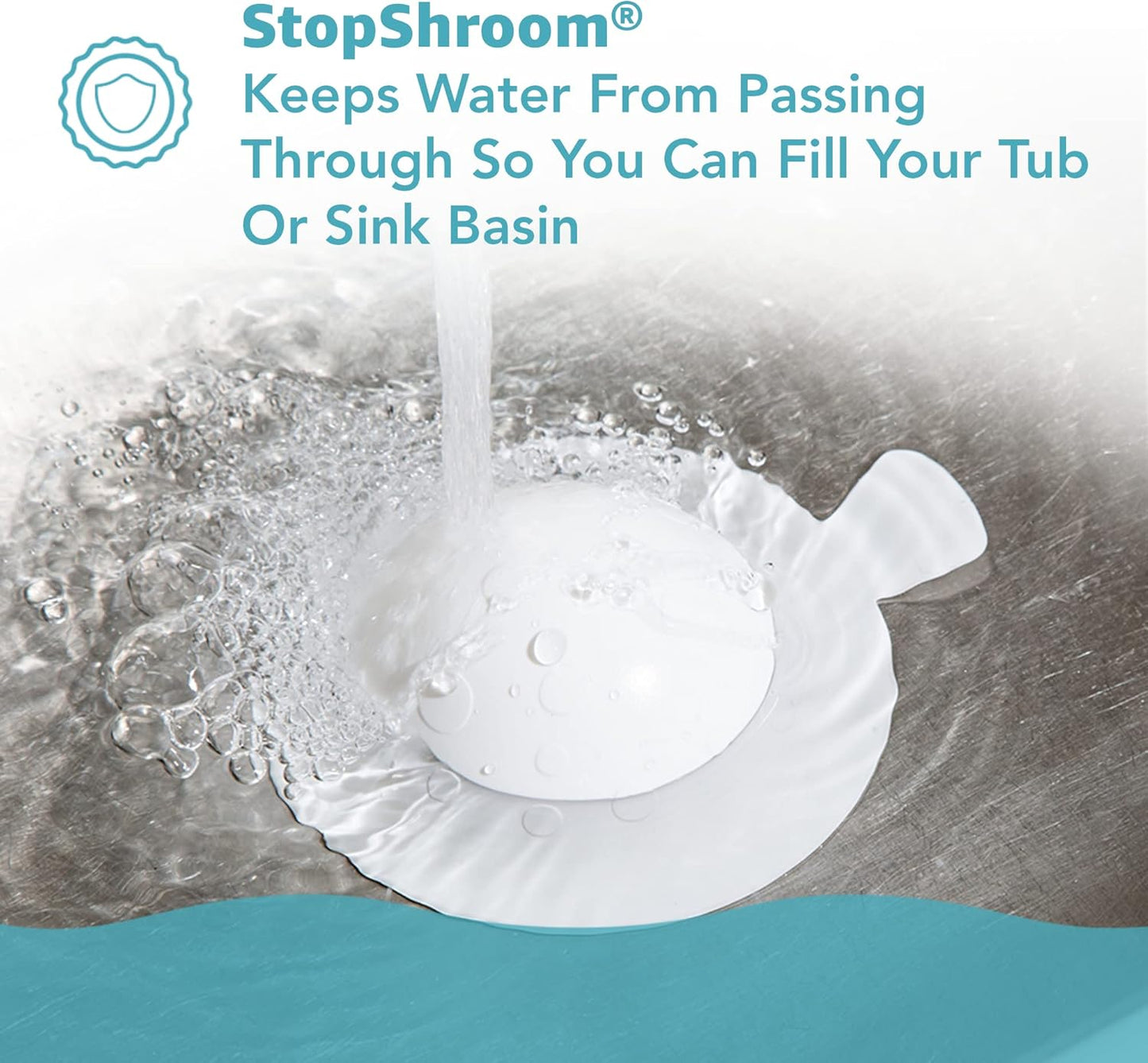 StopShroom The Ultimate Universal Drain Stopper Plug for Bathtub, Bathroom, and Kitchen Sink Drains (White)