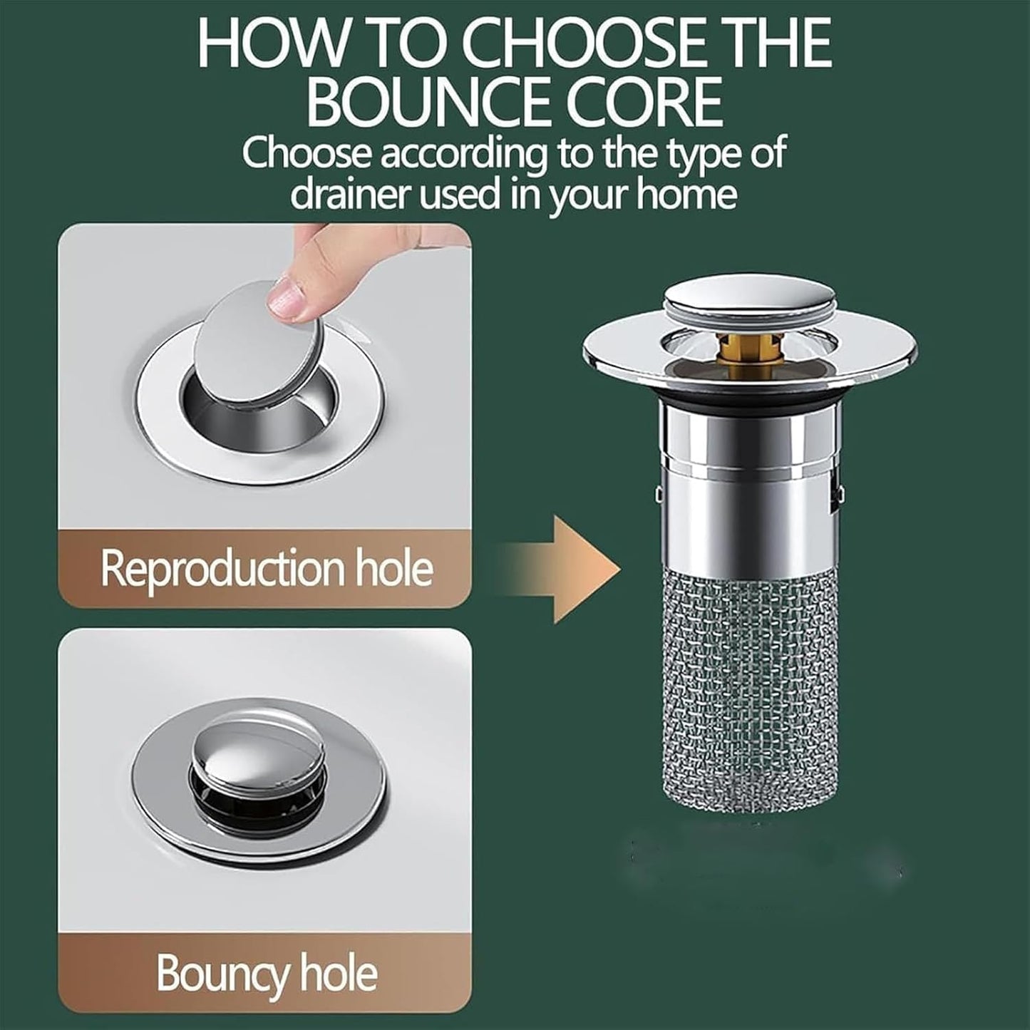 Conceptan Drain Stopper, Bathroom Sink Stopper Hair Catcher, Sink Plug Hair Trap, Bathtub Drain Stopper, Universal Pop up Stainless Steel Floor Drains Filter, Fits Bathroom, Laundry Sink Drains (3pcs)