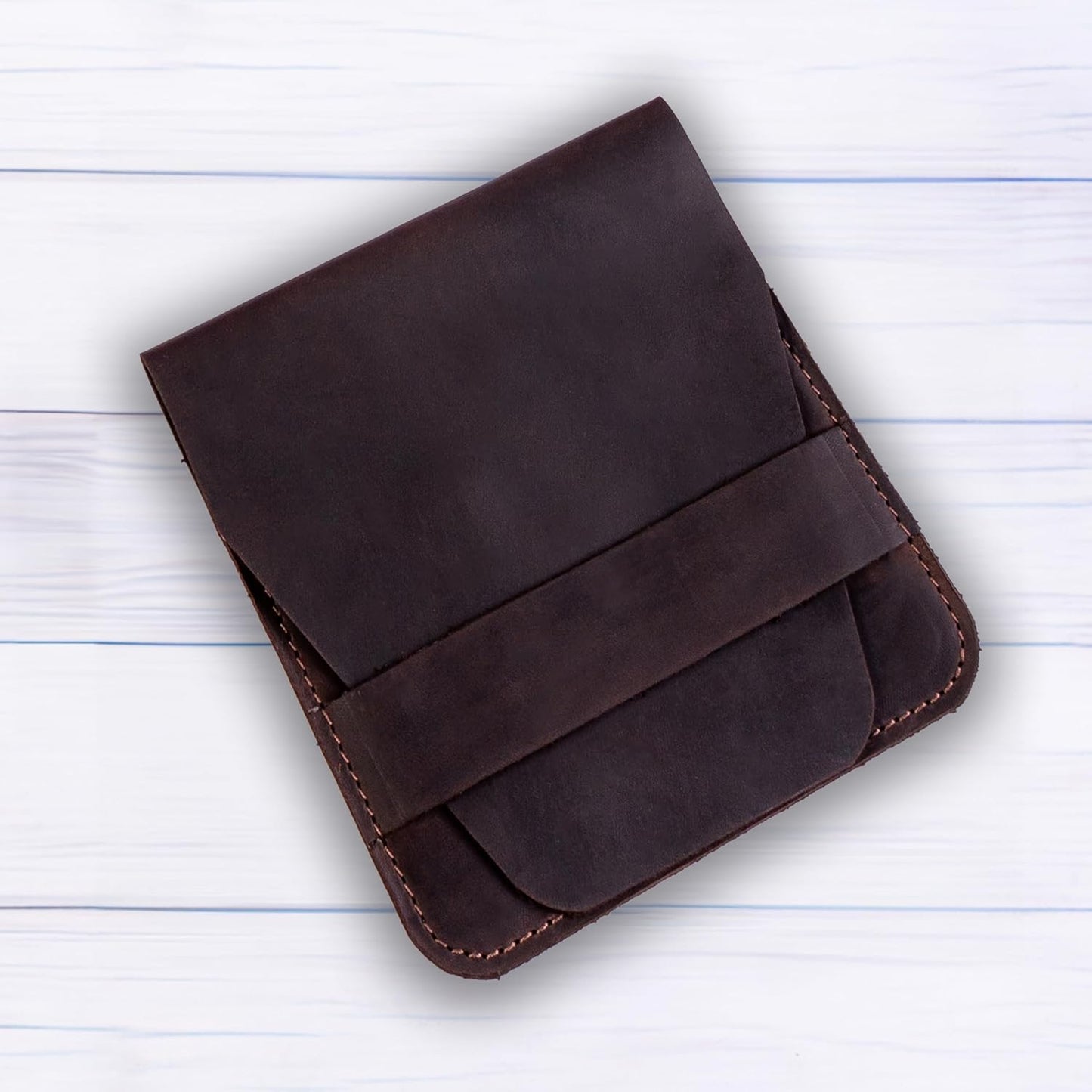 Leather Manicure Set Case Grooming Kit Organizer (Dark Brown)