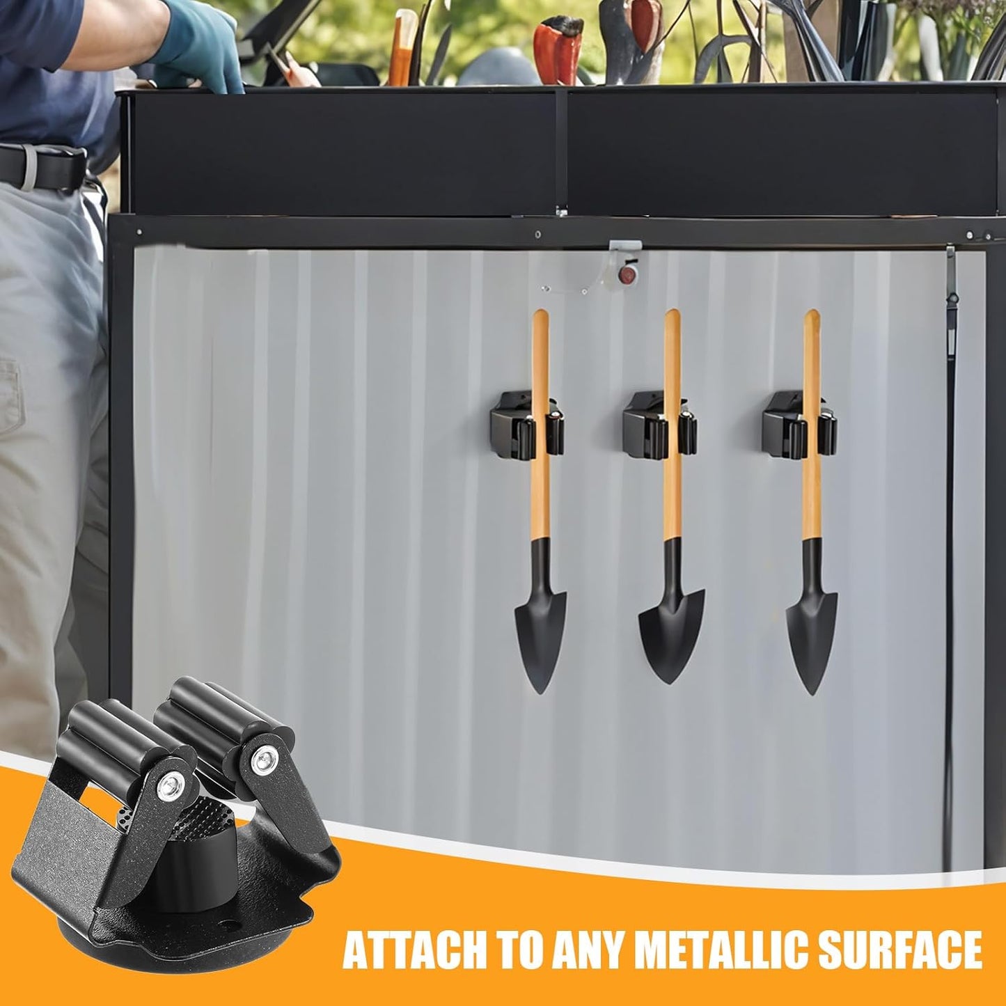 Magnetic Mop Broom Holder,4Pack Heavy Duty Magnetic Broom Holder for Cleaning Tools,D1.69” Strong Broom Mop Holder Wall Mount for Garage Kitchen Laundry Work Shop