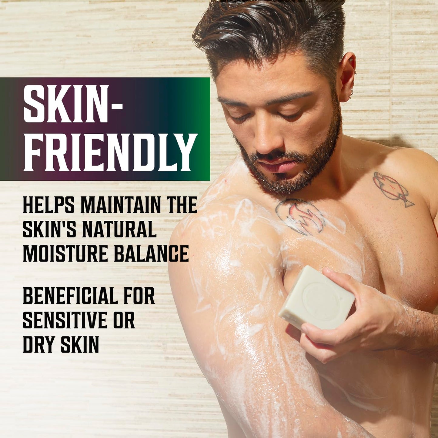 Viking Revolution Natural Soap for Men - Mens Soap Bar with Essential Oils Cold Pressed Bar Soap for Men - Nourishing Soap with Tea Tree, Clary Sage, Peppermint Eucalyptus, Bergamot (4 Pack)