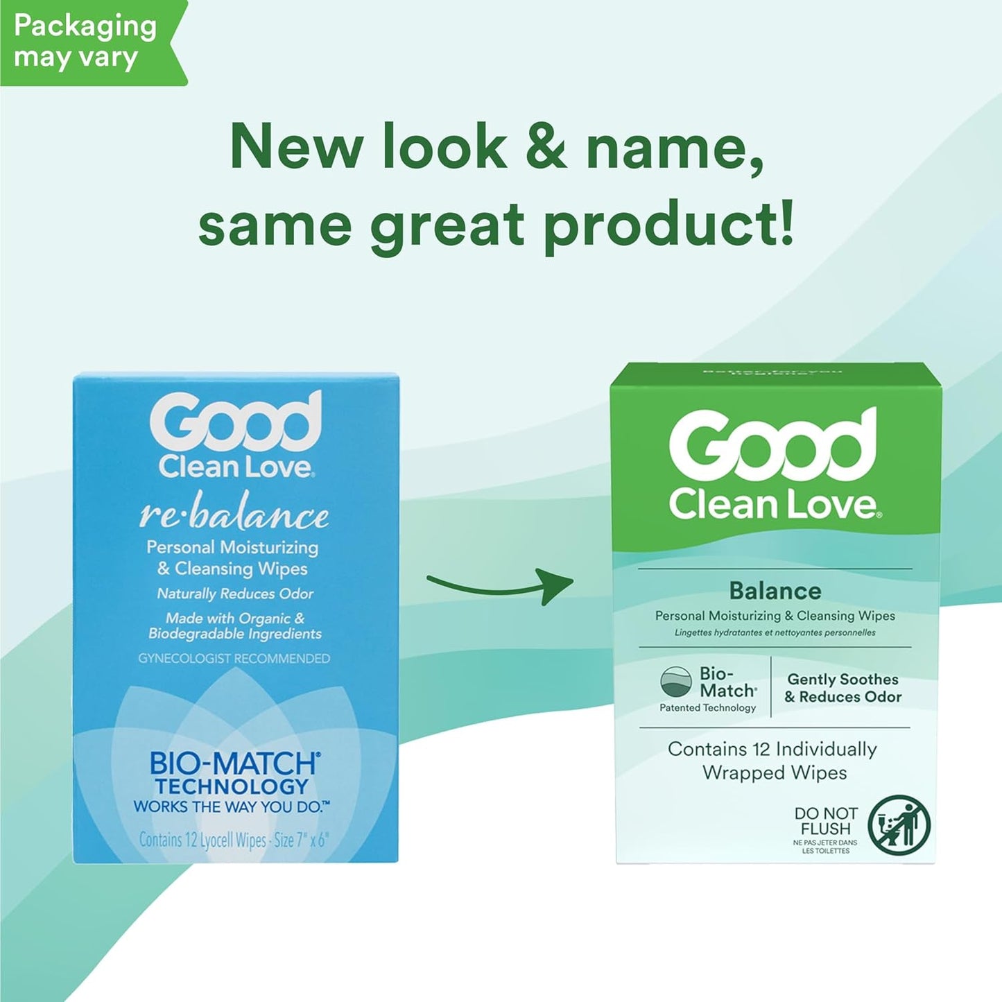 Good Clean Love Balance pH-Balanced Feminine Wipes, Supports Vaginal Health Naturally & Reduces Odor, Non-Irritating Moisturizing & Cleansing Hygiene Product Made with Organic Aloe, (12 Count)