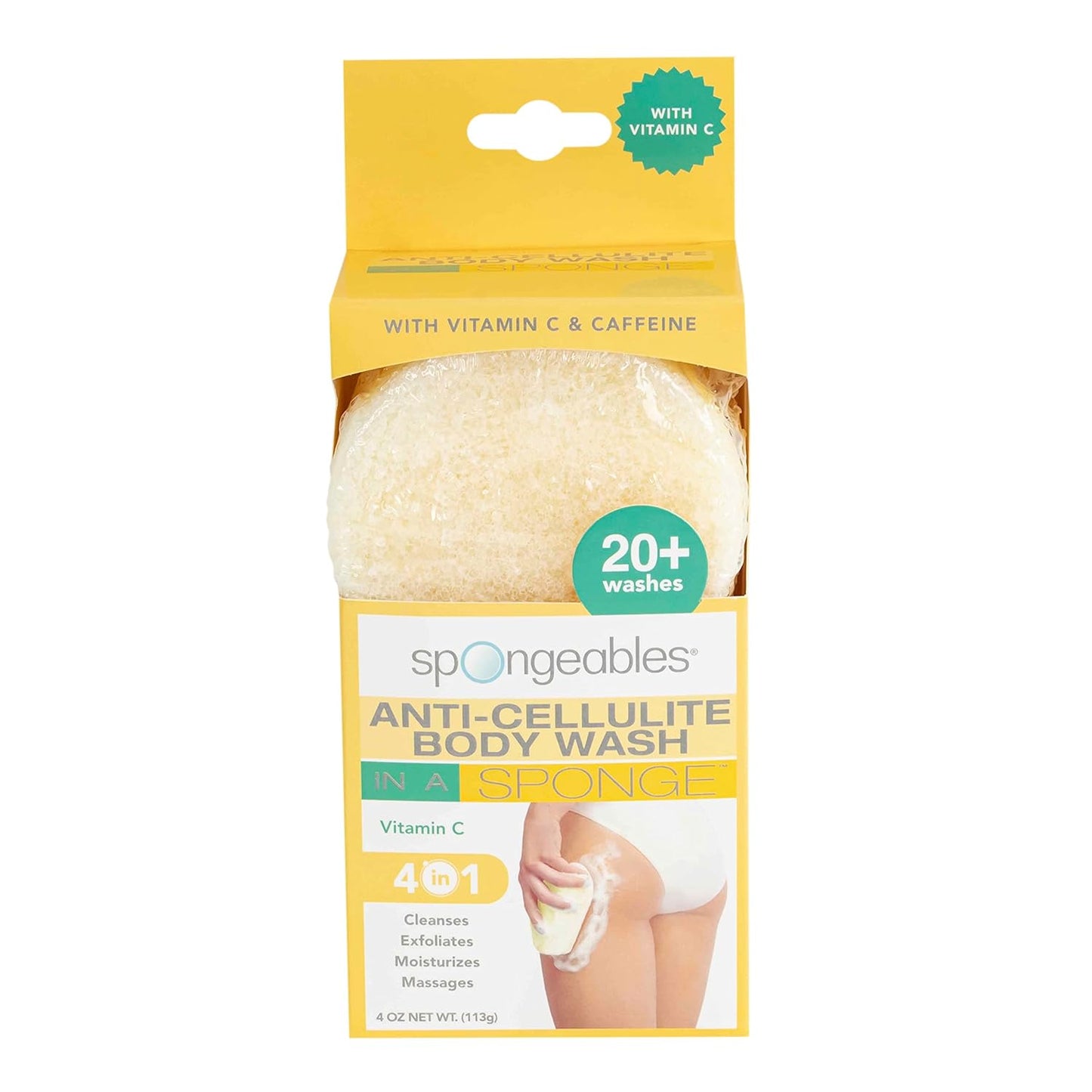 Spongeables Anti Cellulite Body Wash in a 20+ Wash Sponge, Citrus, 3 Count