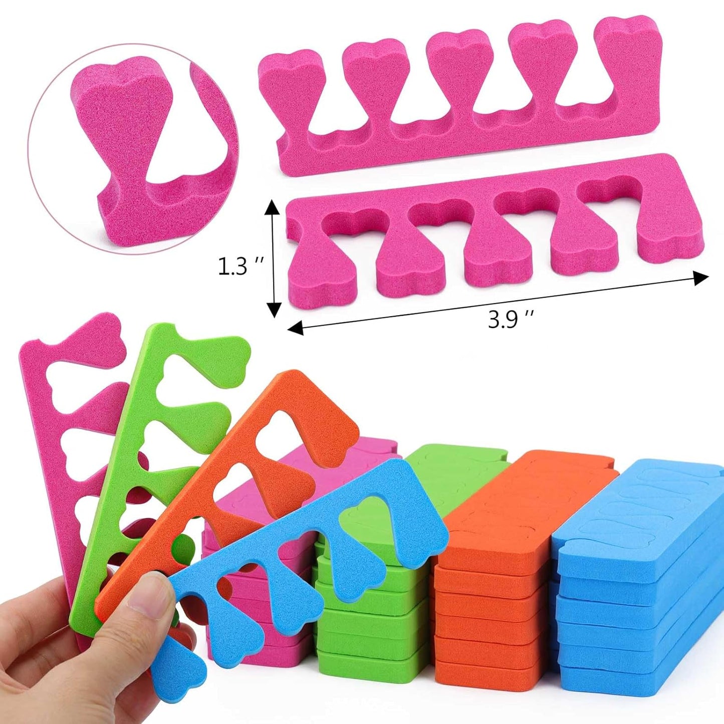 200pcs Sponge Toe Separators Pedicure Set for Nail Polish- Premium Nail Art Painting and Polishing Tool Kit, 4 Funy Color