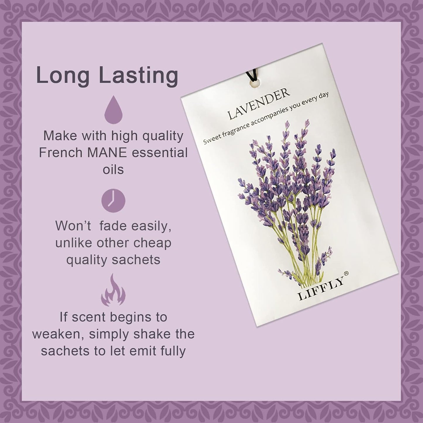 14 Packs Scented Sachets for Drawers and Closets Lavender, Rose, Jasmine, Ocean, Vanilla, Sandalwood, Gardenia 7 Scent (Lavender)