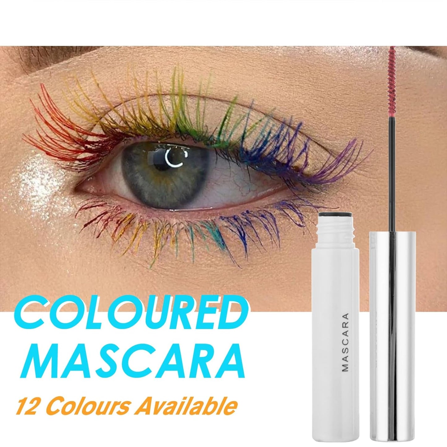 Waterproof Mascara for Eyes White Black Brown Purple Long-lasting colored Mascara Eye Makeup Fast-Dry (Blue, 0.17 Fl Oz)