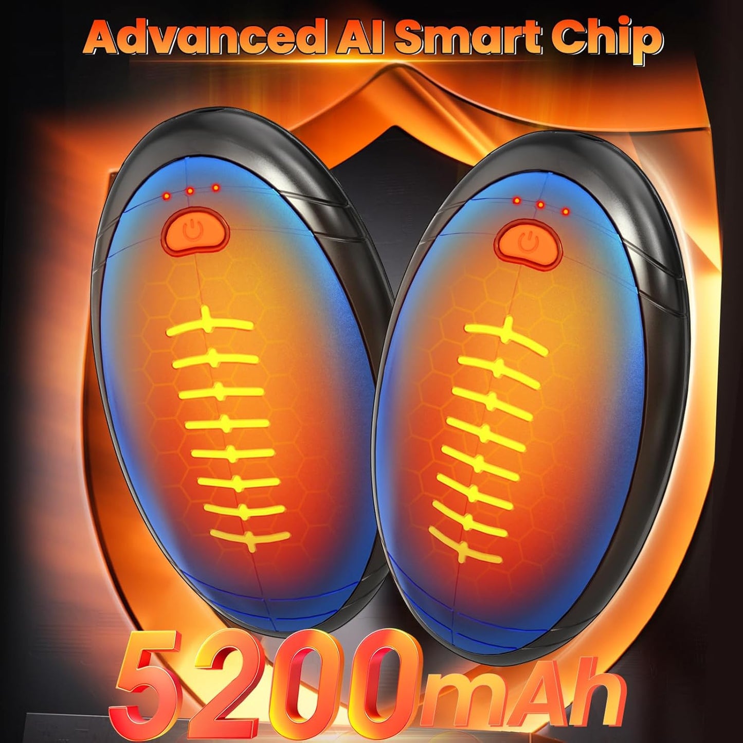 Hand Warmers Rechargeable, 2 Pack Temperature Electric Heater Football Shape Hand Warmer, Quick Charge Portable Hand Warmer Gift for Christmas Outdoors, Hunting, Golf, Camping