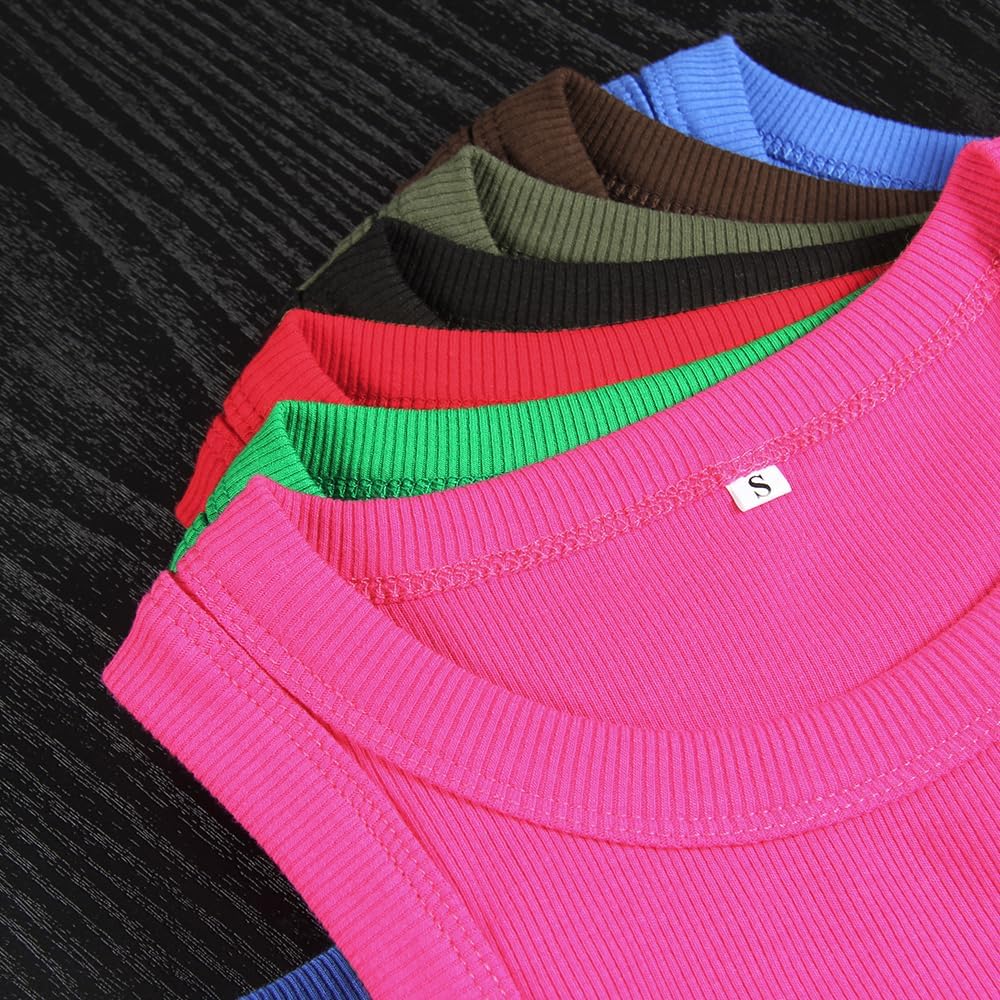 GEMBERA Womens Sleeveless Racerback High Neck Casual Basic Cotton Ribbed Fitted Tank Top