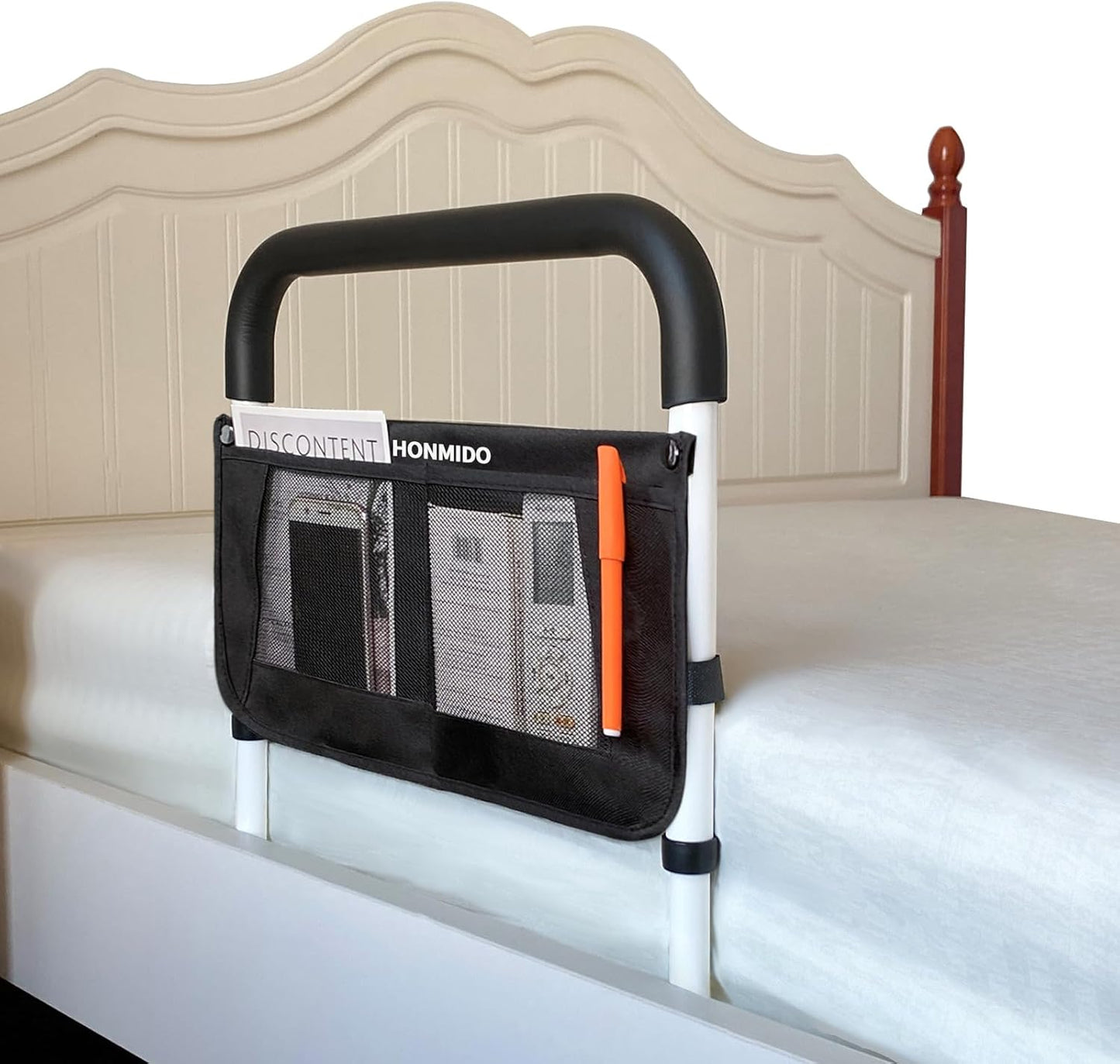 Bed Rails for Elderly Adults Safety Height Adjustable Bed Assist Rail for Seniors Bedside Fall Prevent Grab Bar with Storage Pocket Fits King Queen Full Twin Bed (Grey)