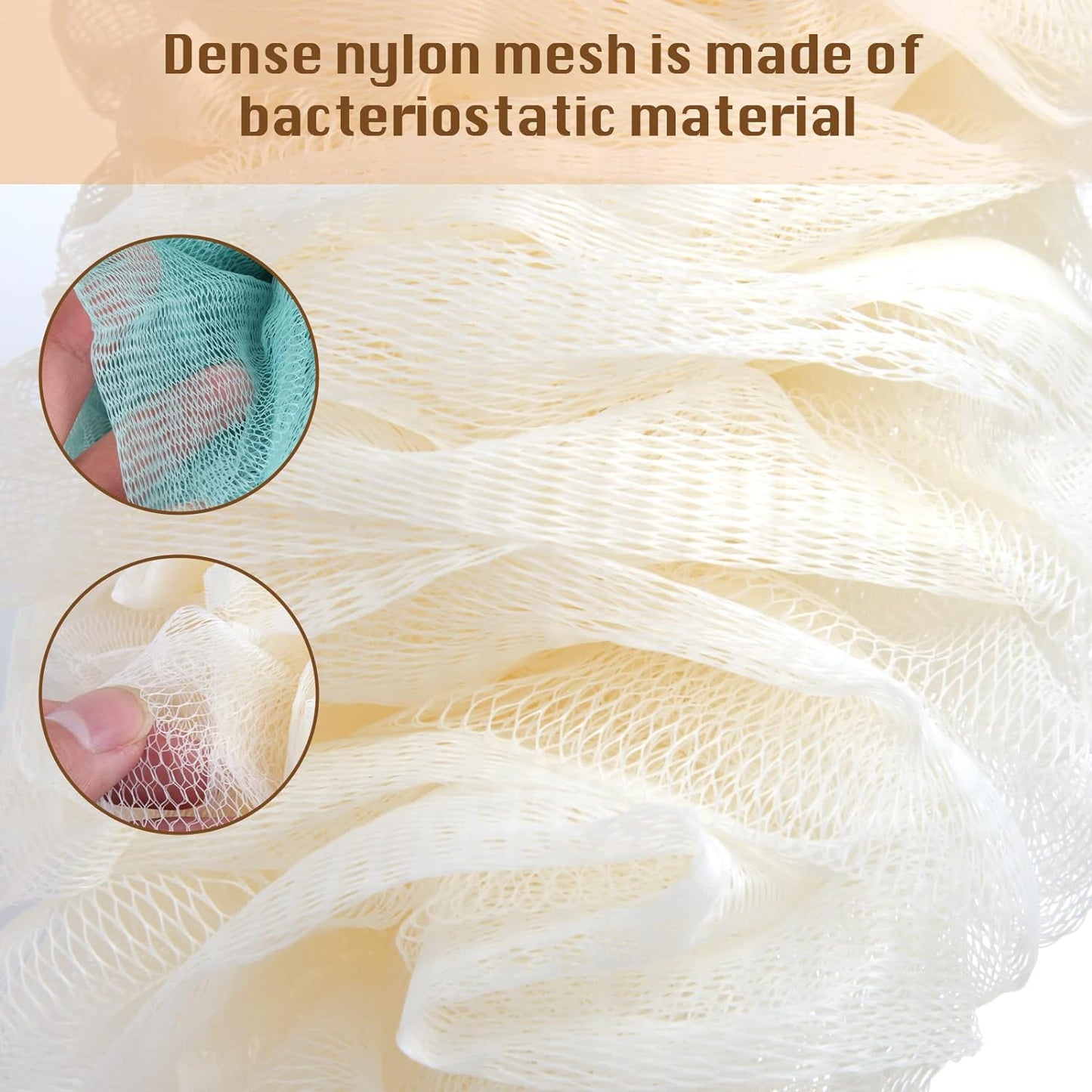 2Pack Back Scrubber for Shower，PIPUHA Loofah Sponge Shower Brush Using Body Exfoliating with Long Handle, Loofah on a Stick for Men Women, Bathing Accessories for Body Brushes (Blue and White)