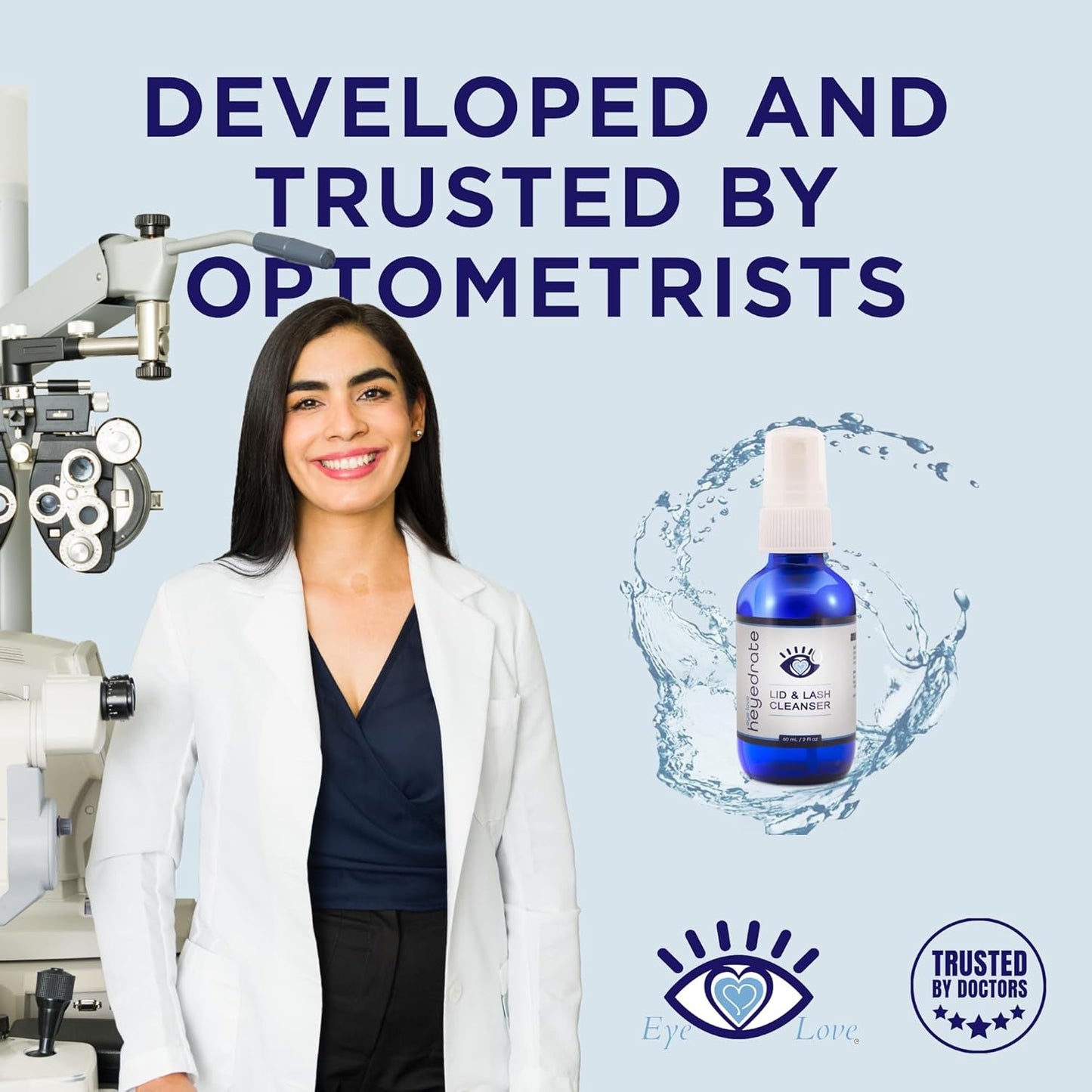 Lid and Lash Cleanser – 2oz Glass Bottle – Pure Hypochlorous Acid Spray for Soothing Dry Eye Irritation – Daily Eyelid & Lash Cleanser