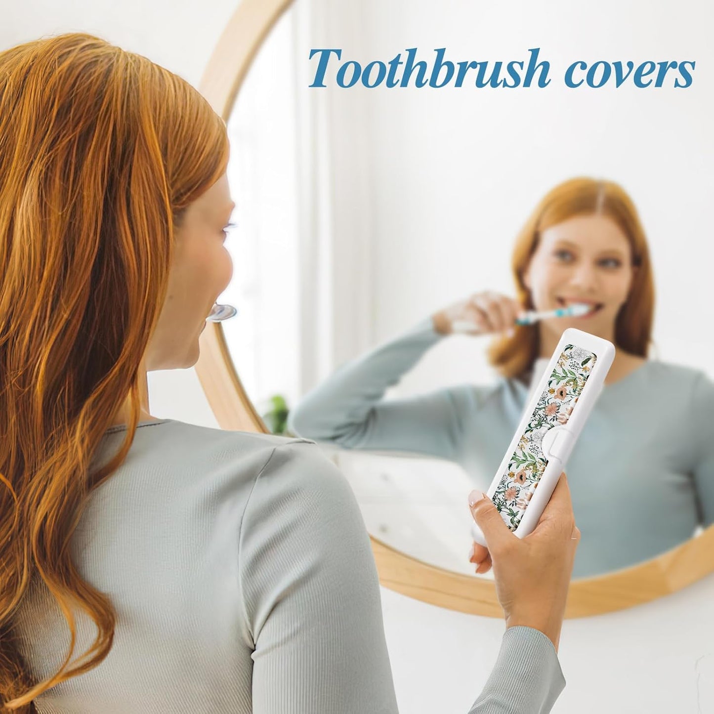 2 Pcs Toothbrush Travel Case - Colorful Pattern, Holder and Covers for Toothbrushes, Includes Tongue Scraper Case