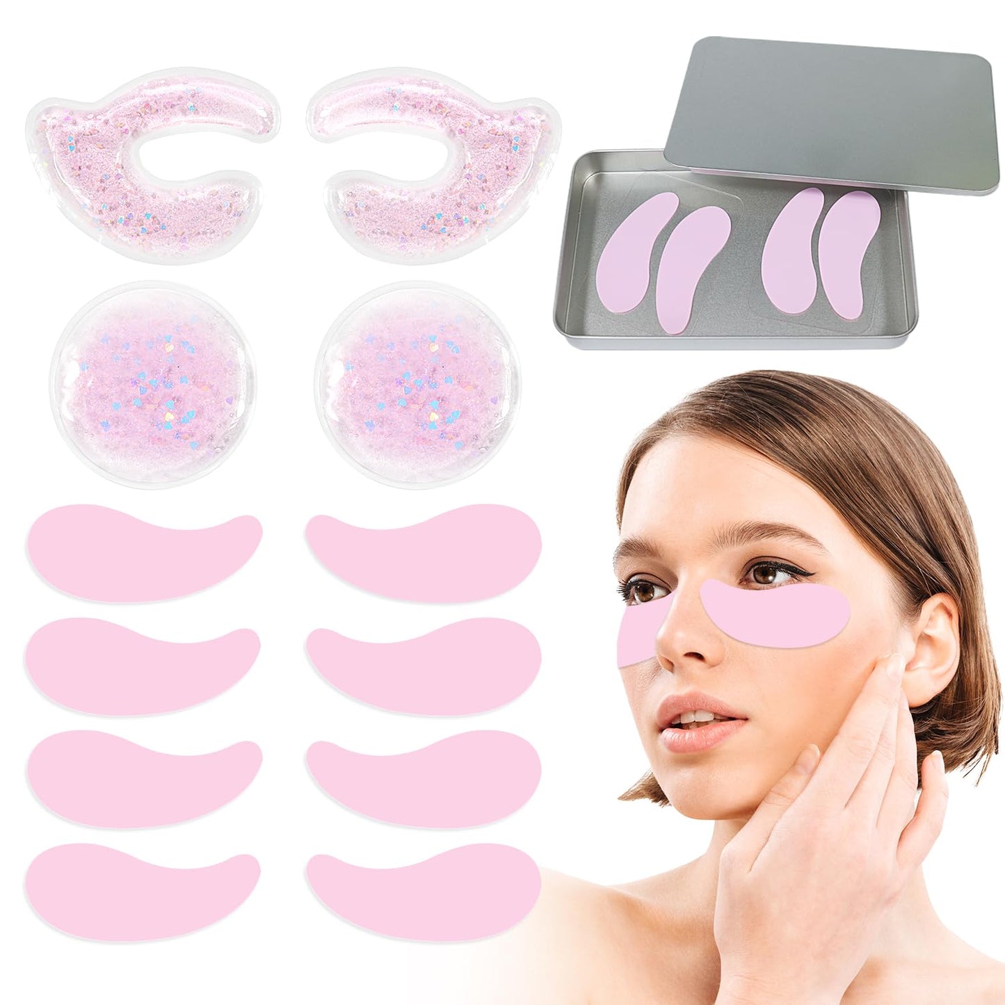 Reusable Eye Pads 6 Pairs, Silicone Face Patches and Gel Under Eye Pads Cold Warm Eye Compress for Reduce Puffiness Circles Wrinkle Cooling Eye Mask Ice Packs