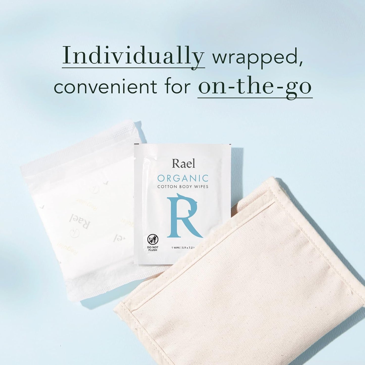 Rael Organic Cotton Wipes - Body Cloth, Individually Wrapped, All Skin Types, Vegan, Cruelty-Free, Unscented (10 Count, Pack of 4)