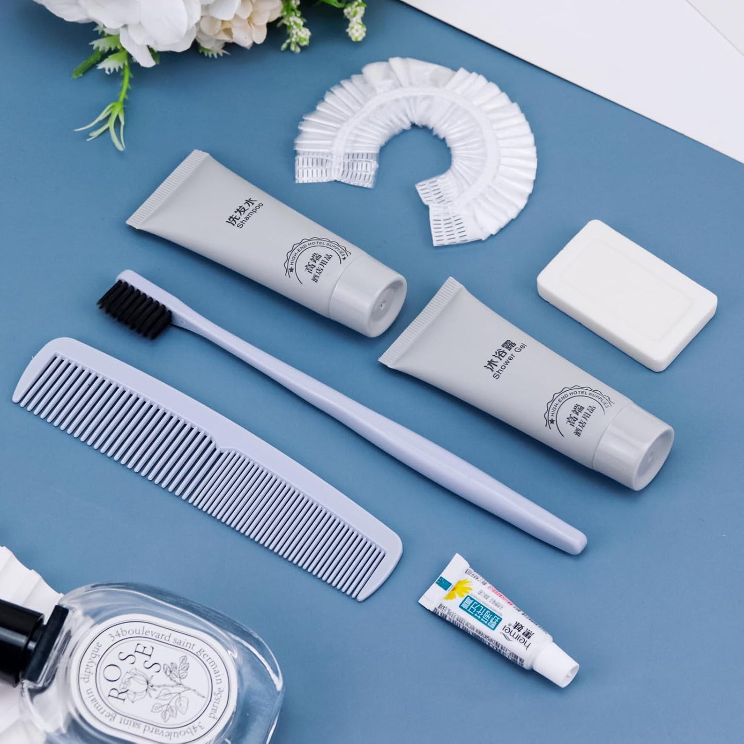 Hygiene Kit, Hygiene Kit Bulk, Travel Hygiene Kit With Toothbrush, Toothpaste, Comb, Shampoo, Shower Gel, Shower Cap And Soap, Individually Packed, Suitable For Hotel, Home, Travel (12 sets)