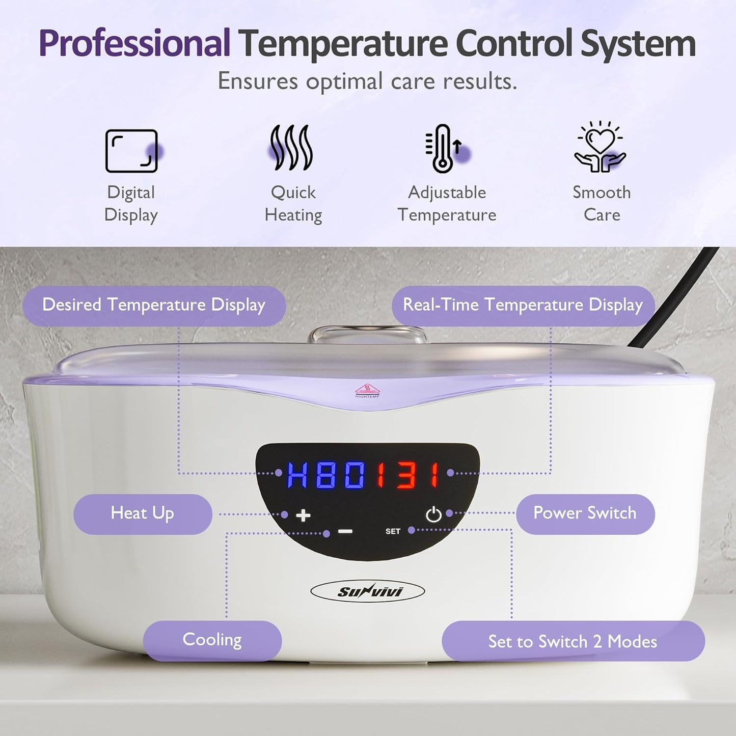 Paraffin Wax for Hand and Feet 4000ml Paraffin Wax Machine for Hand and Feet Large Capacity Paraffin Wax for Hands Purple Paraffin Bath Machine Best Skin Care Moisturizing Exfoliating Solution