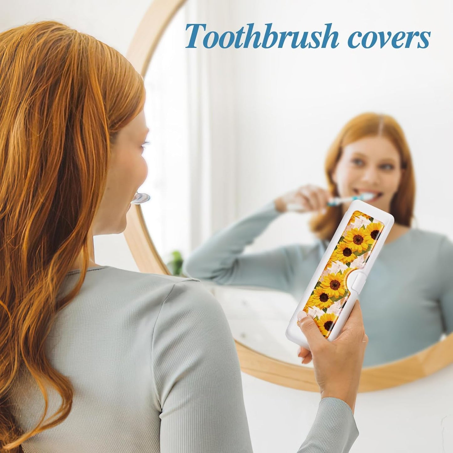 Toothbrush Travel Case - Colorful Pattern, Holder and Covers for Toothbrushes, Includes Tongue Scraper Case