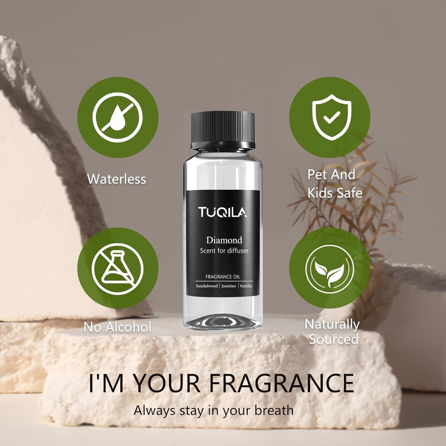 Luxury Waterless Diffuser Oil Diamond - 120ml Pure Essential Oil for Cold Air Diffusers, Premium Hotel-Grade Fragrance Oils, Long-Lasting Home & Office Aromatherapy Scents