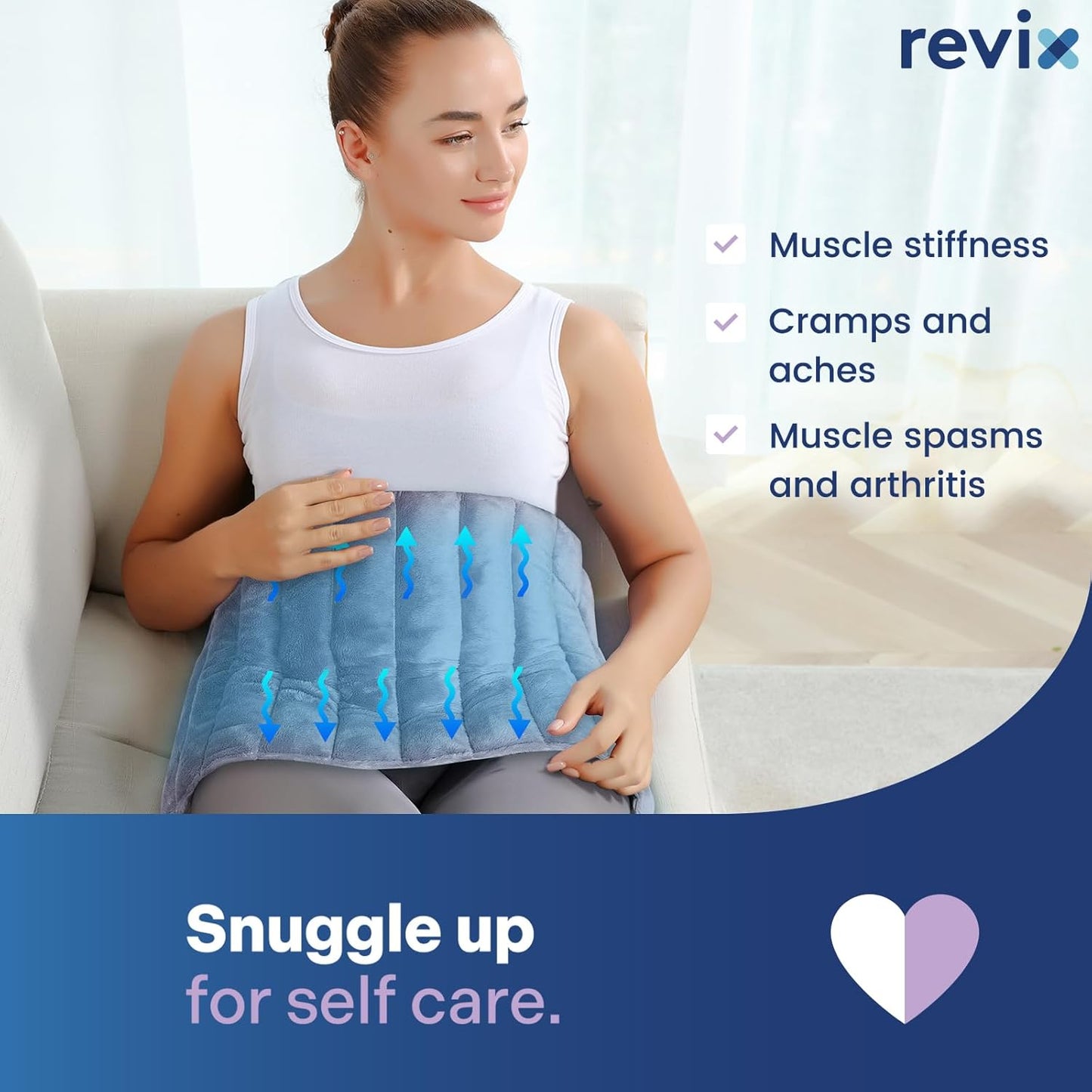 REVIX Extra Large Microwave Heating Pad for Back with Moist Heat, Microwavable Heated Wrap for Full Back, Stomach, Shoulder and Neck,Leg, Support Cold Therapy