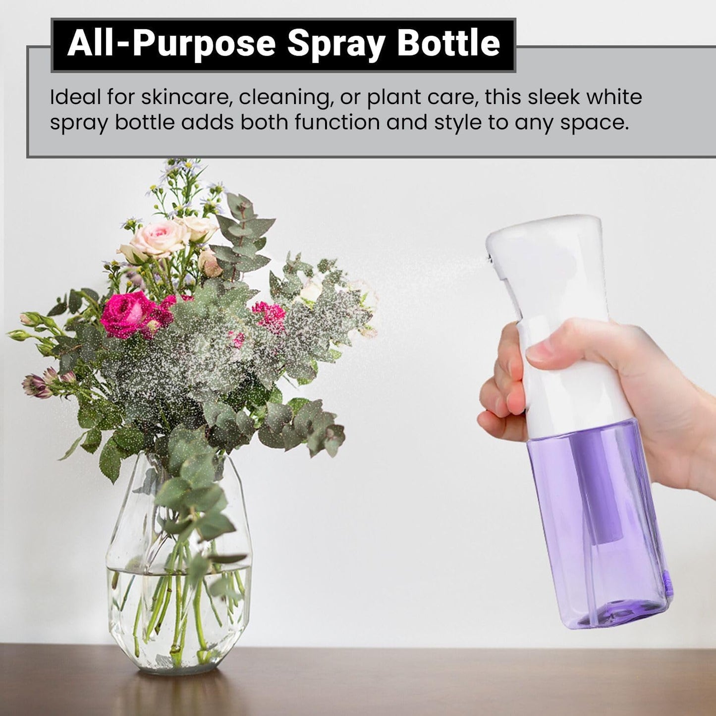 Continuous Mist Spray Bottle – Ultra Fine Mist for Hair Styling, Salon Use, and Versatile Applications – Ideal for Plants, Cleaning, and Travel – 5 oz Purple Octagon Shape Empty Bottle