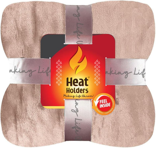 Heat Holders Fleece Throw Blanket for Couch - 300GSM Plush Super Soft Throw Blanket for Bed, Sofa, car & Travel - Extra Large Cozy Blankets, Warm Thick Fuzzy, All Season - 79" X 71" - Natural