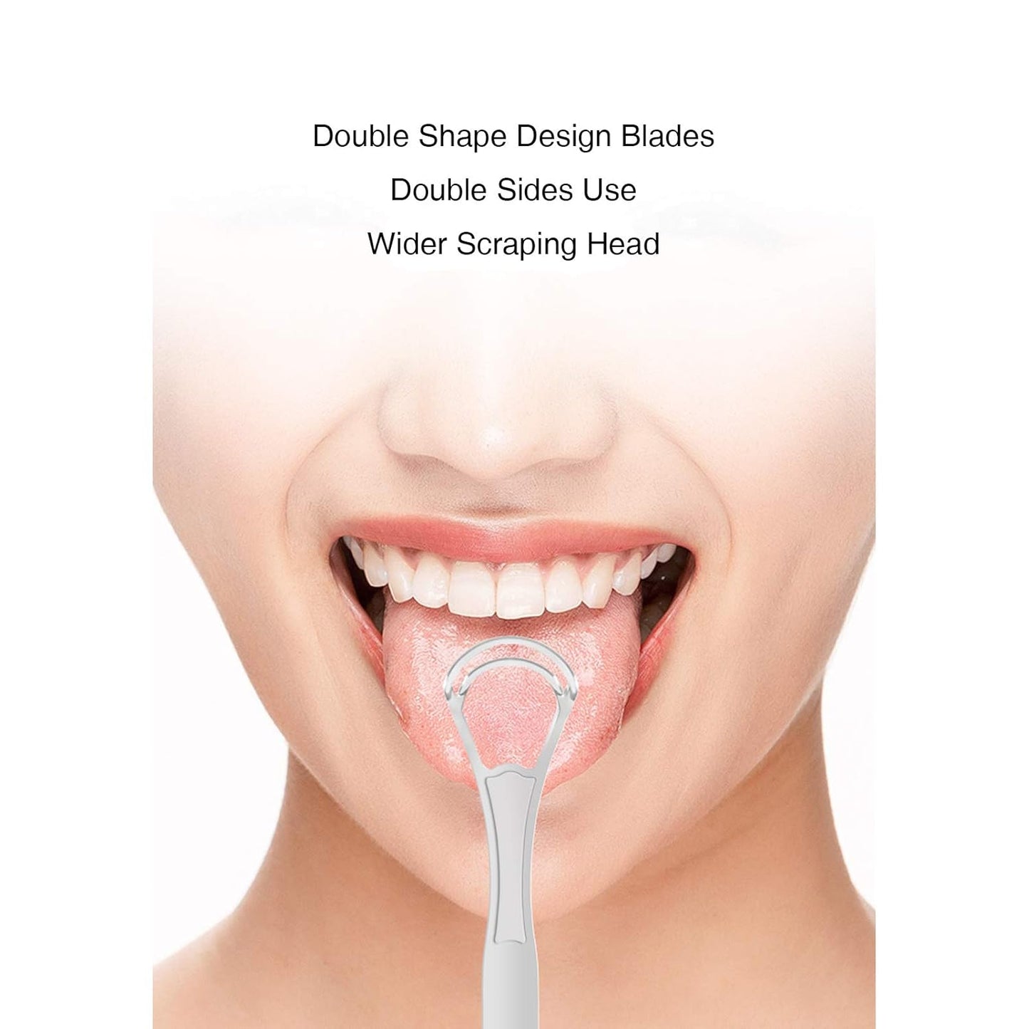 Tongue Scrapers Cleaners Brushes Wide-head Double Blades Scrapers For Oral Care 2PCS, Platinum Color
