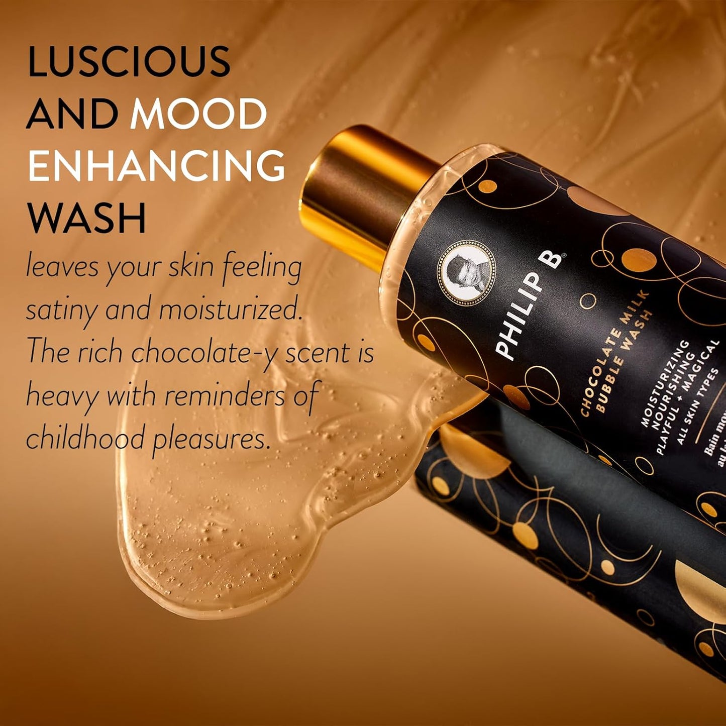PHILIP B Chocolate Milk Bubble Wash 11.5 Fl Oz (340mL) - Moisturizing & Nourishing, Formulated With Wheat Amino Acids, Keratin & Oat Extract, for All Skin Types