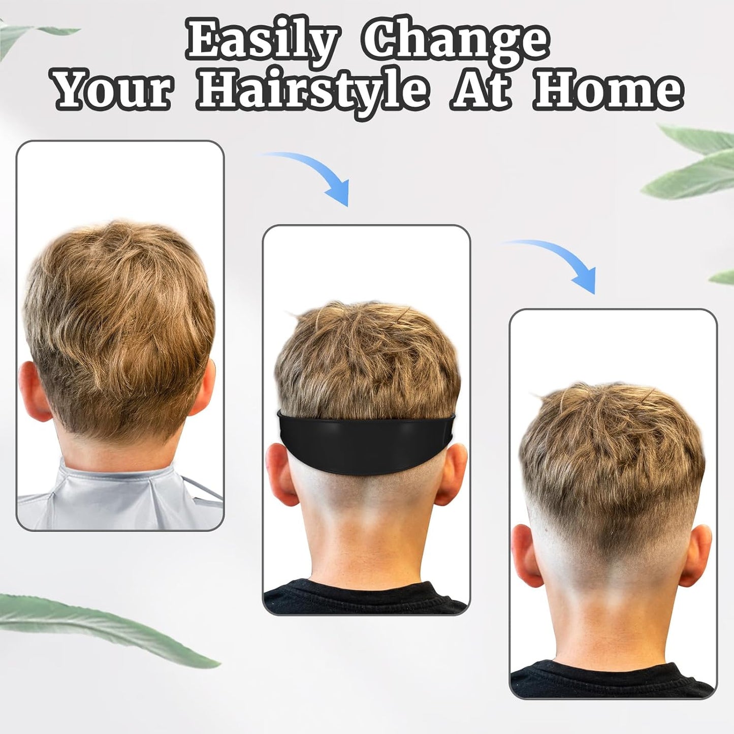 Fade Haircut Guide for Men, Self Haircut Kit for Men, Include Hair Cutting Guide & Cape Umbrella & Comb, Neckline Shaving Templat, DIY Hair Cutting Accessories Tools for Home (Black)