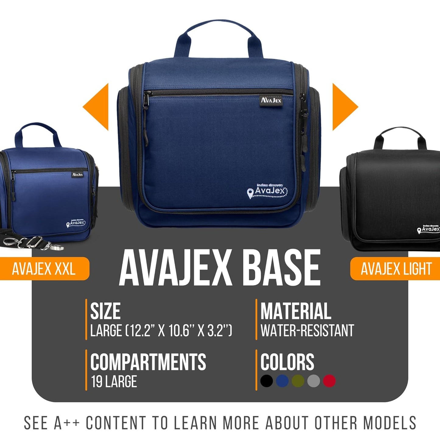 Travel Toiletry Bag for Men and Women - (10.6”x10.6”x3.2”) Large Hanging Toiletry Organizer - Waterproof Hygiene Bag with Metal XXL Swivel Hook, with Sturdy Zippers and 19 Compartments for Toiletries