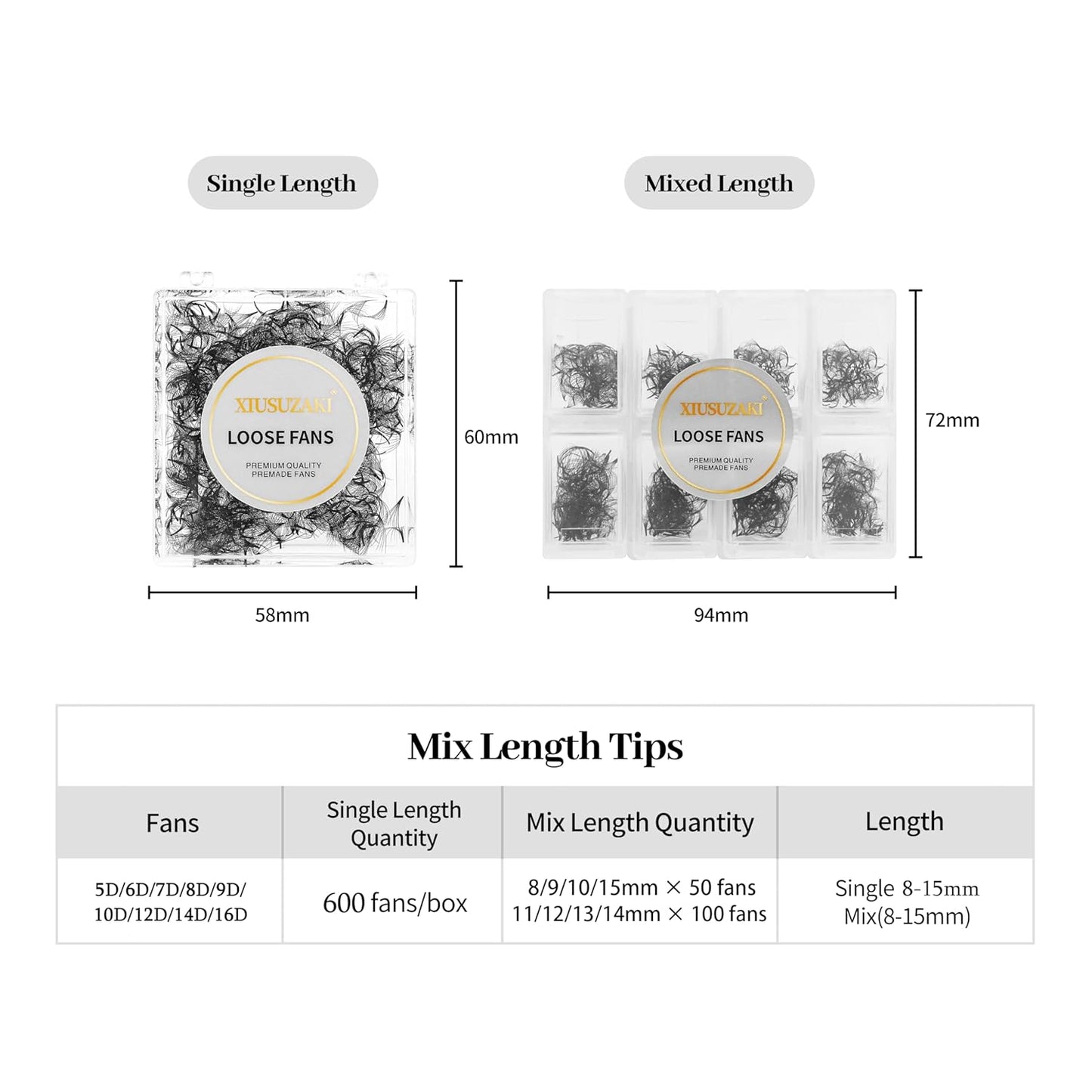 Premade Fans Eyelash Extensions 600 Fans 12D Volume Lash Extensions 0.07 Thickness Eyelash Extension C Curl Premade Lash Fans Mix 8-15mm Fluffy Soft Handmade Loose Fan(600Fans-12D-0.07-C,8-15mm)