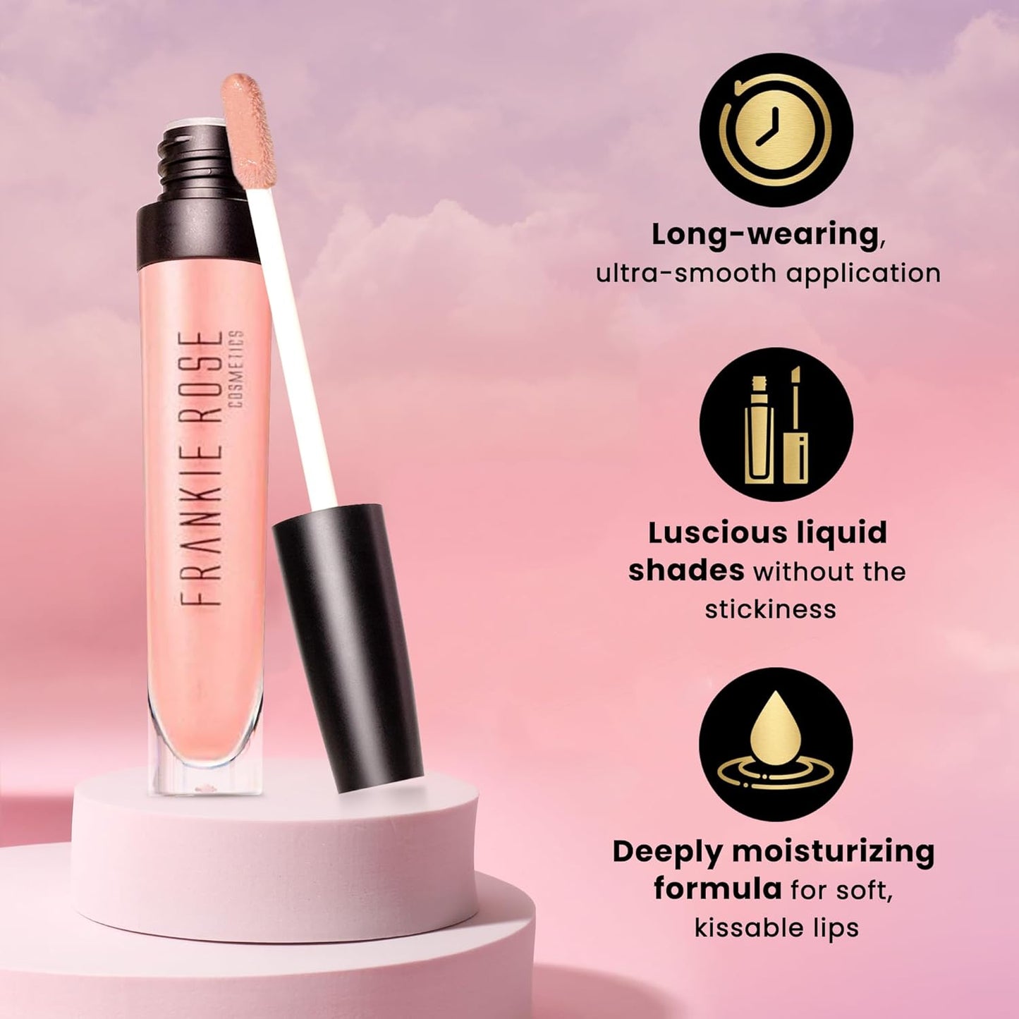 Frankie Rose Cosmetics Lip Gloss | Non-Sticky Formula, Long Lasting Gloss Shimmer, Bold Pigment & Hydrating Gloss of Lips, Girl Boss Shimmer Lip Gloss, 20g