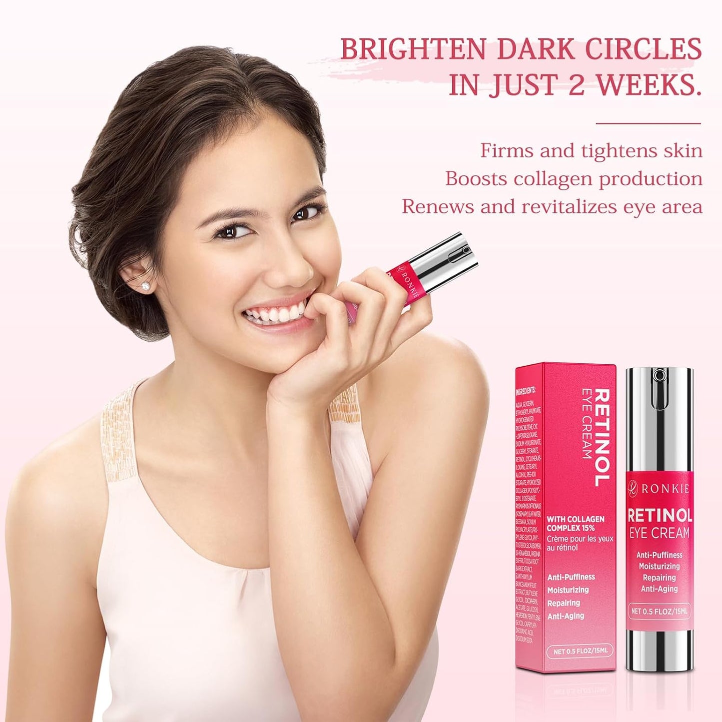 Retinol Eye Cream for Dark Circles: Anti-Wrinkle Eye Cream with Hyaluronic Acid - Reduce Under Eye Bags