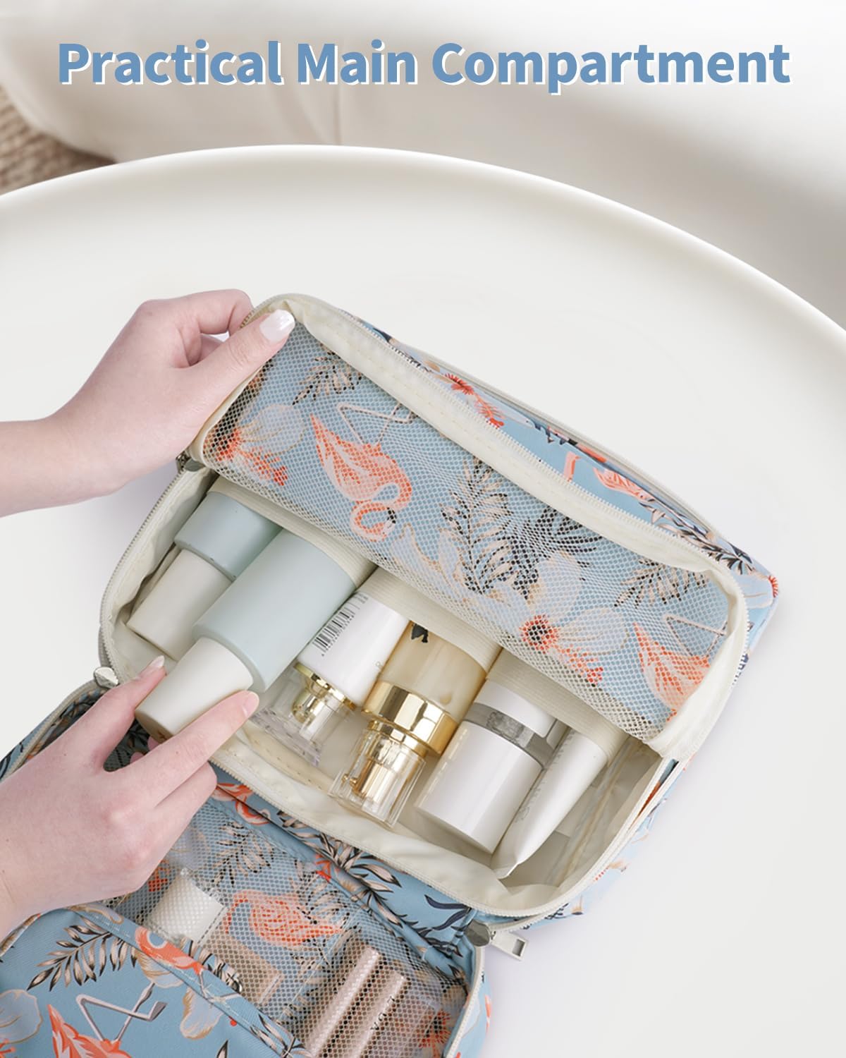 Narwey Small Hanging Travel Toiletry Bag for Women, Travel Bag for Toiletries, Makeup Bag Organizer Cosmetic Bags Make Up Bags for Girls