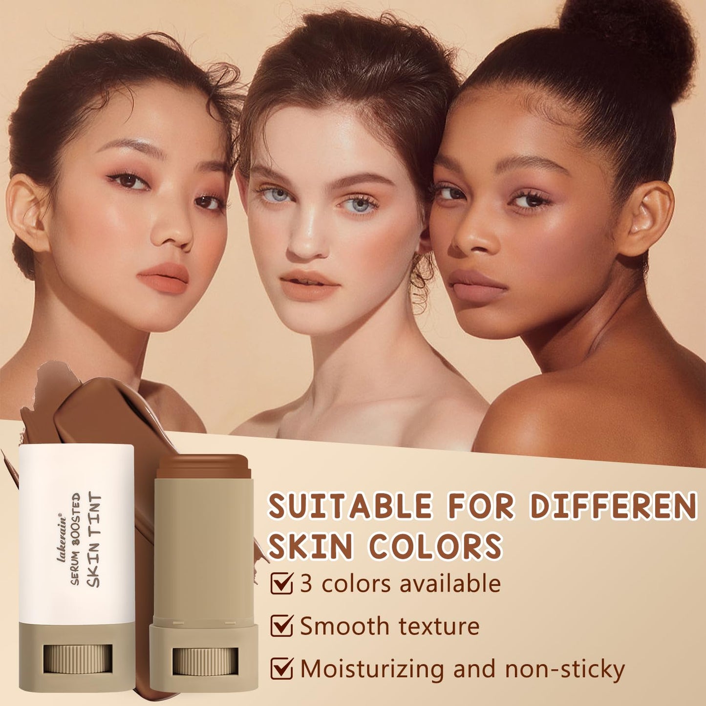 2PCS Foundation Stick Beauty Balm Serum Boosted Skin Tint, Solid Tinted Moisturizing Serum Contour Stick, Natural Fit, Moisturizing ＆ Concealing Foundation Sticks (#06)