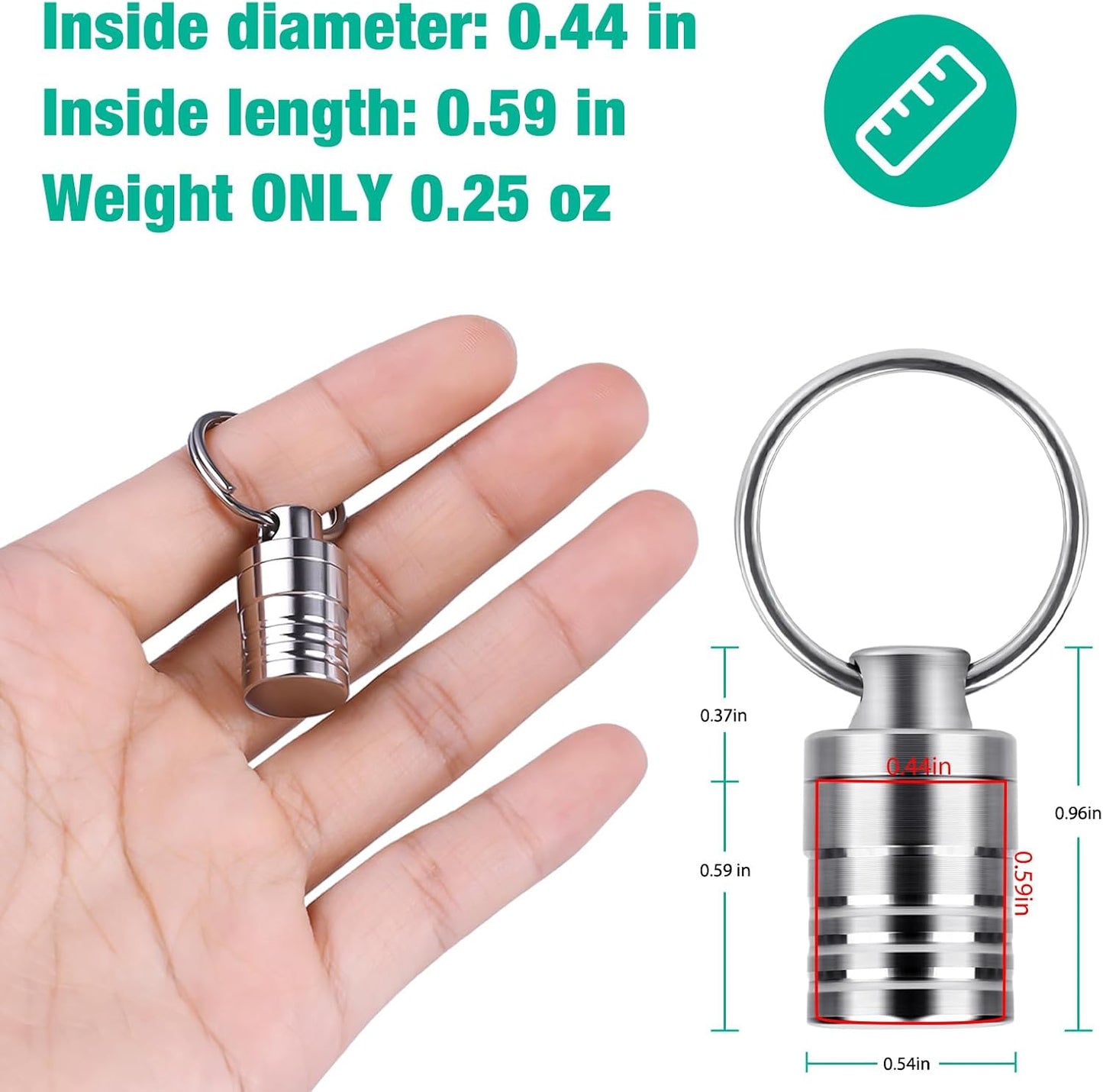 Micro Pill Holder with Keychain Necklace, Opret Titanium Pill Container for Travel Purse Pocket, Waterproof Pill Case for Emergency Aspirin & Nitroglycerin, Pill Necklace for Women and Men