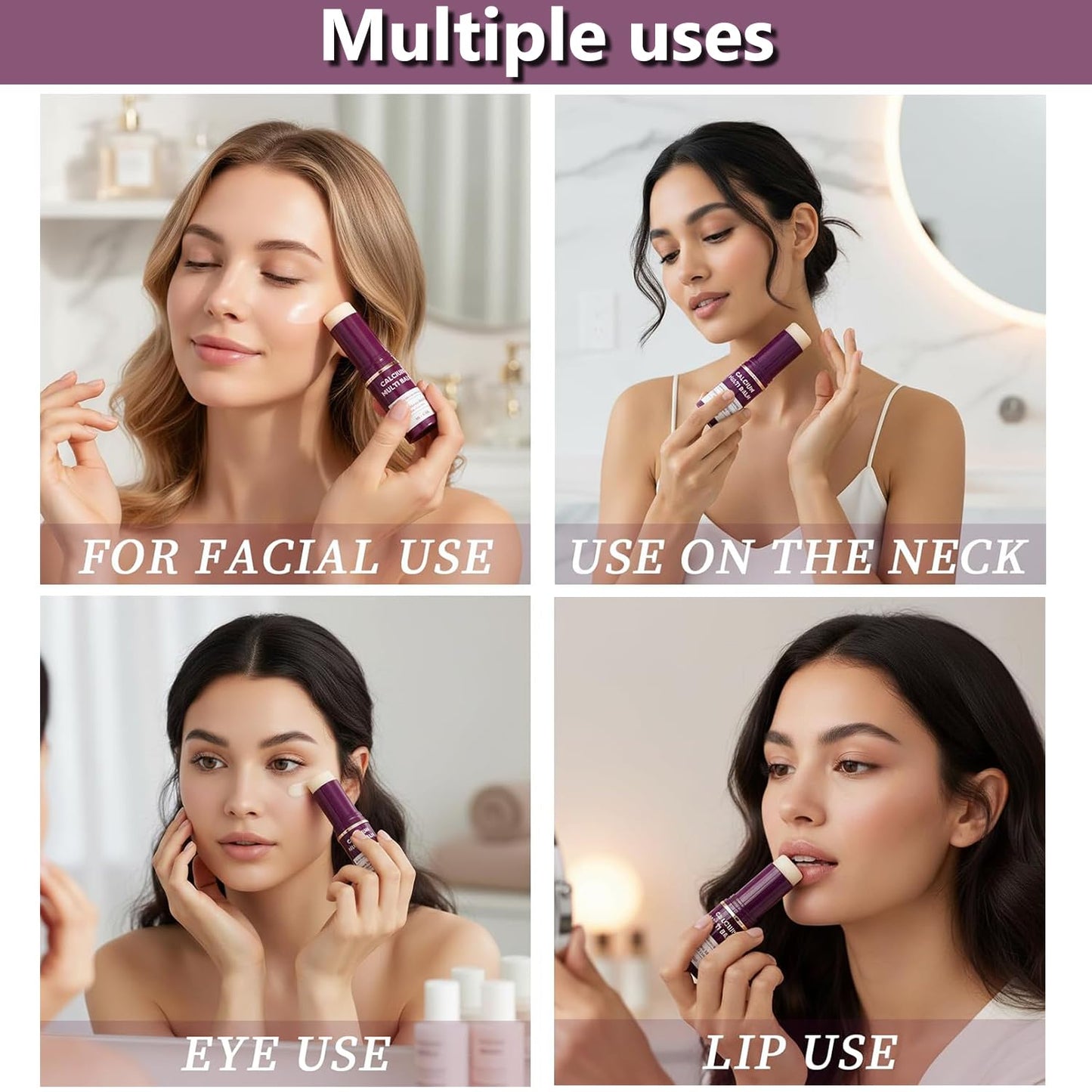 Calcium Multi Balm Stick - Korean Collagen Infused Moisturizer for Youthful, Firm Skin - Hydrating Wrinkle Treatment for Face, Neck & Eyes - 9g(2pcs)