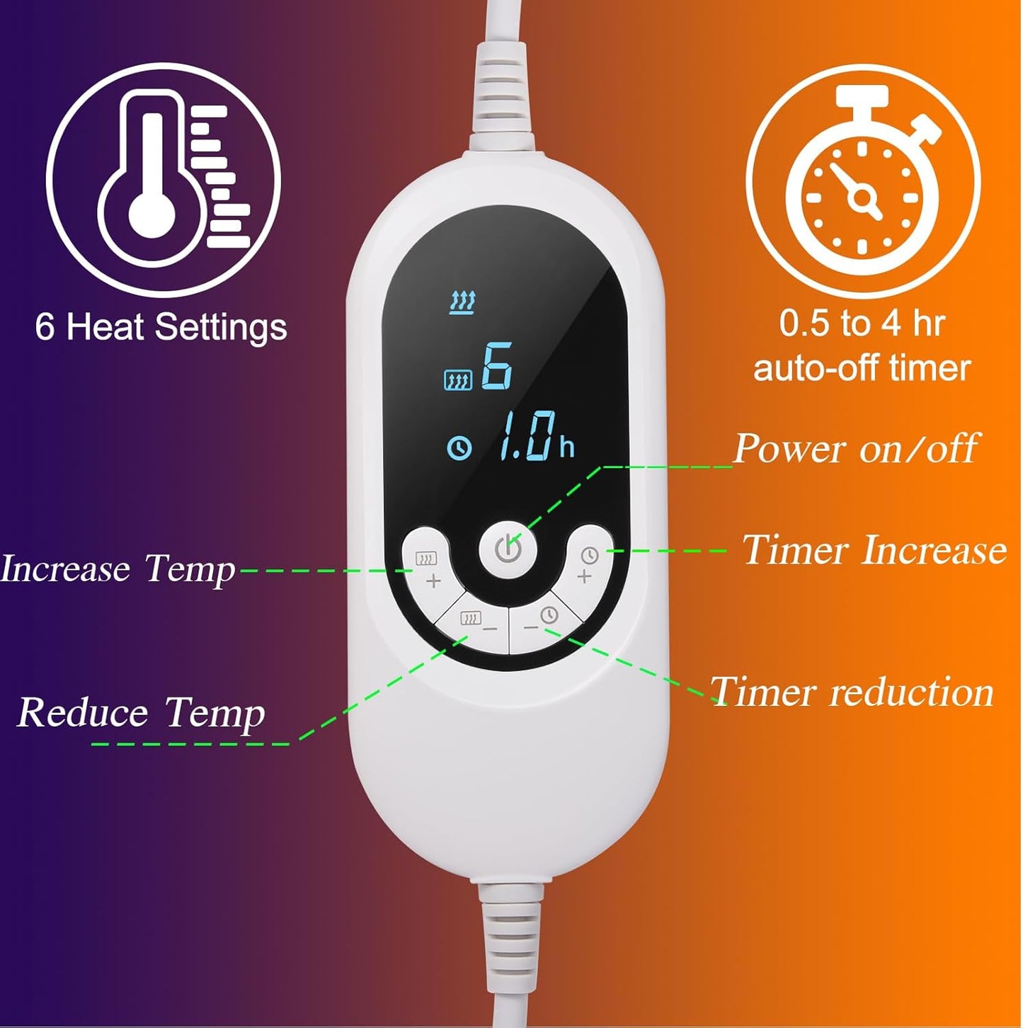 Heating Pad for Neck and Shoulders, Shoulder Heating Pads, Weighted Neck Heating Pad for Pain Relief, 6 Heat Settings Far Infrared Electric Heated Pad with Auto Off (Orange S)