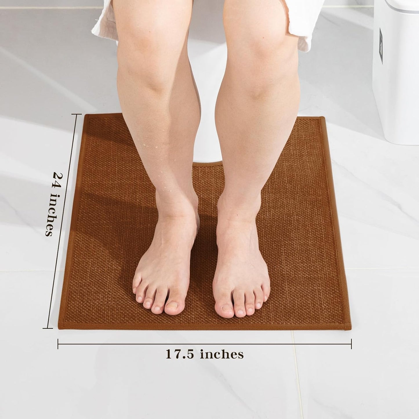 chakme Bathroom Rugs Mat U-Shaped 24x17, Ultra ThinNon Slip Bath Mat Small Quick Dry Absorbent Bath Matfor Bathroom Floor, Rust, U-24"x17"