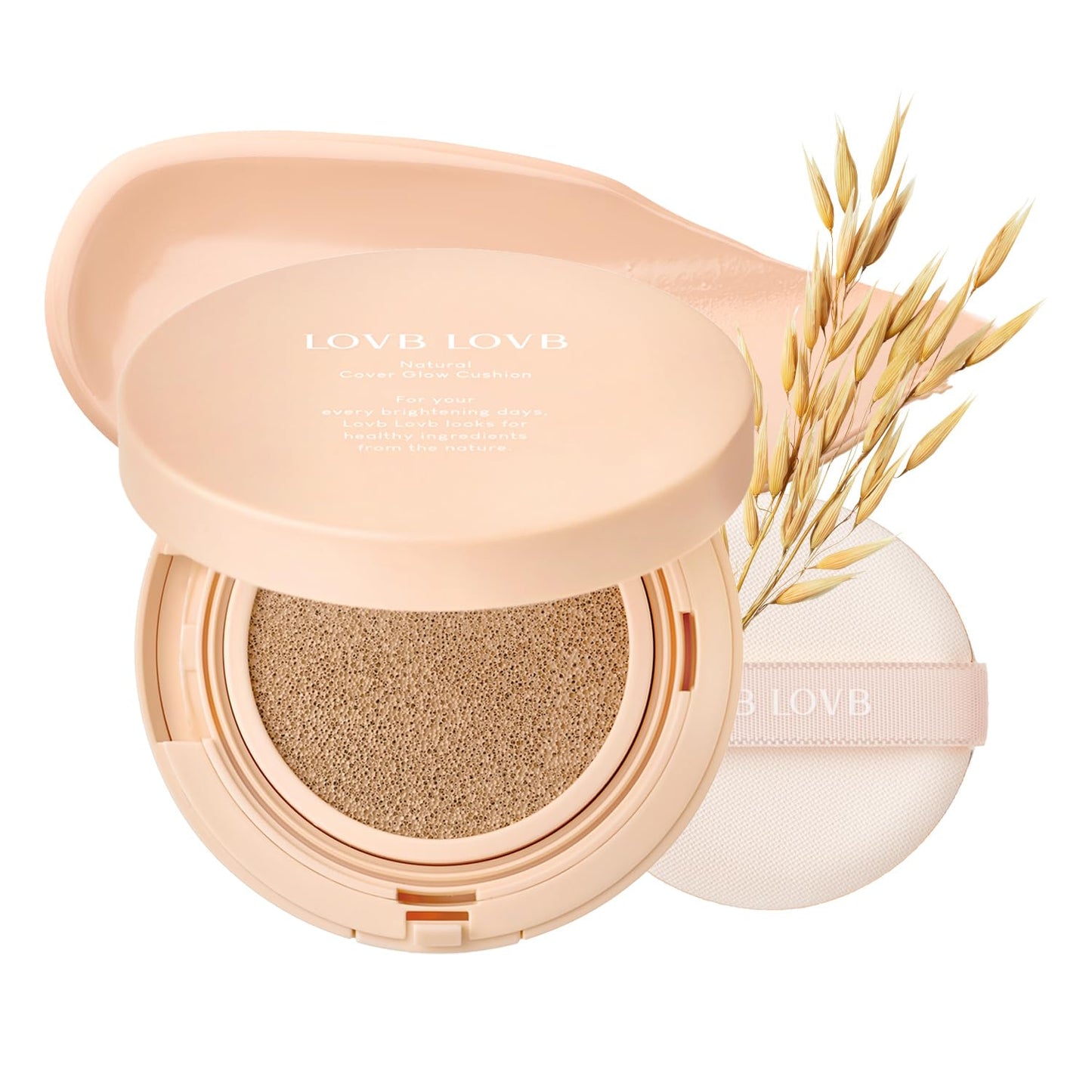 Natural Cover Glow Cushion Foundation | Satin Radiant Finish | Korean Foundation Makeup | Long-Lasting Natural Coverage | for All Skin Types 0.42 oz. (21P Porcelain Ivory)