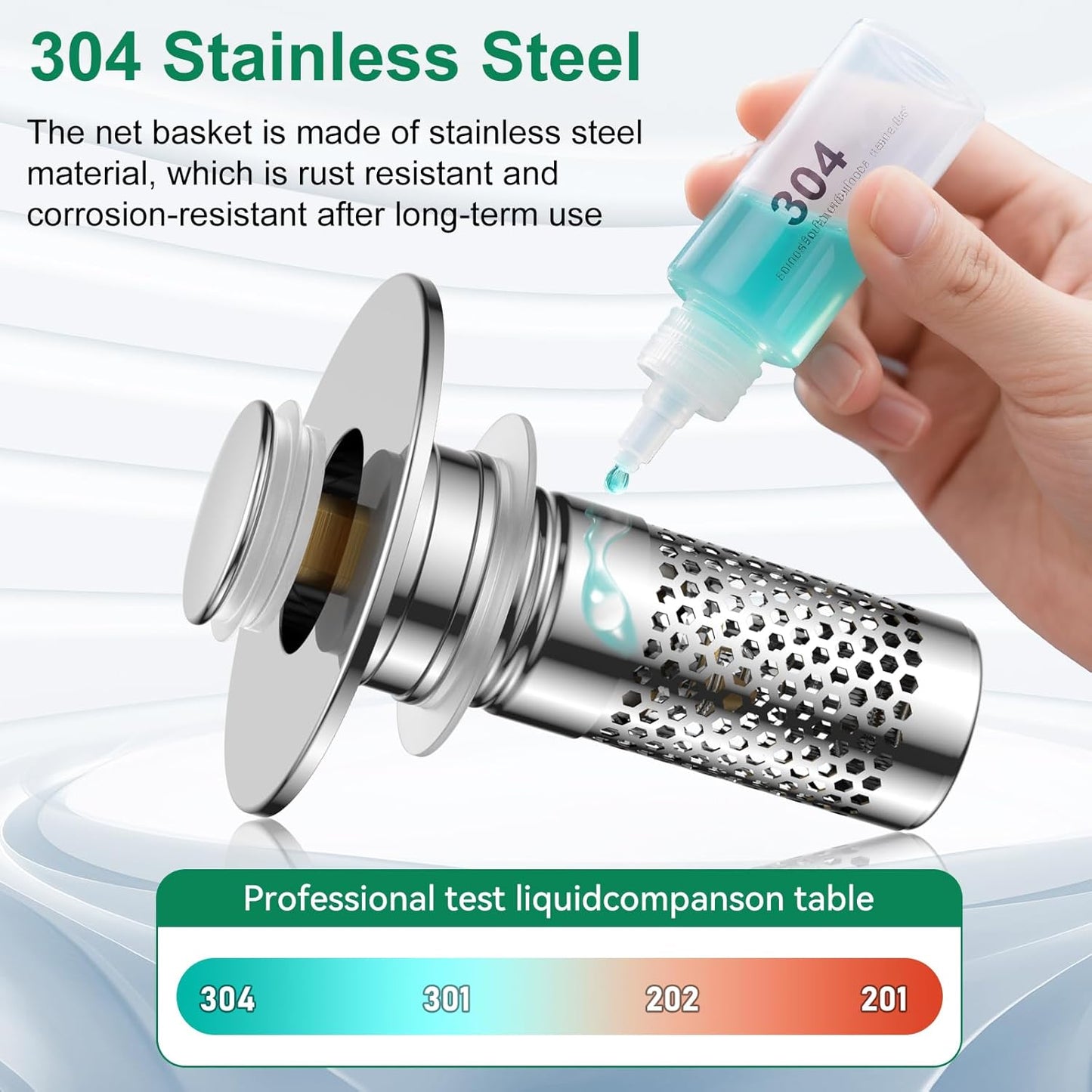 Bathroom Sink Drain Strainer,Universal Pop-Up Sink Stopper Hair Catcher, Anti-Clog Stainless Steel Drain Filter Basket, Removable Sink Drain for Bathroom Sink Stopper Replacement
