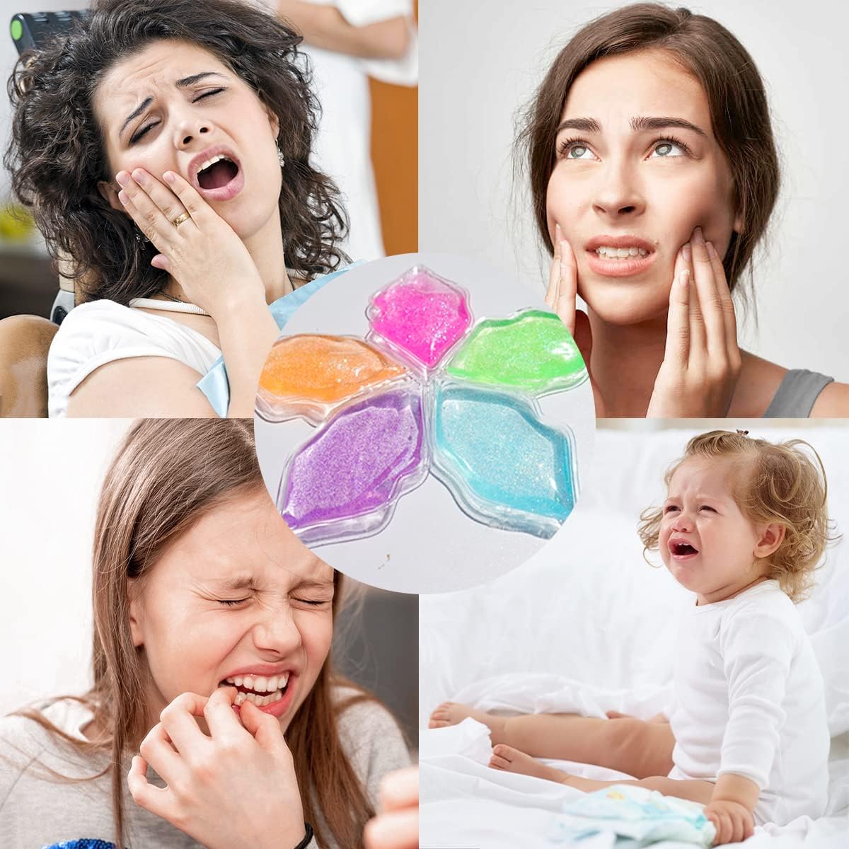 Lips Ice Pack, Lip Shape Gel Ice Pack, Gel Ice Pack for Lip Filler After Care, Reusable Ice Pack Lip Shaped Pads, Pain Relief and Eye Relax, Anti-Aging Lip Care Pad for Reduce Swelling of Lips(5 pcs)