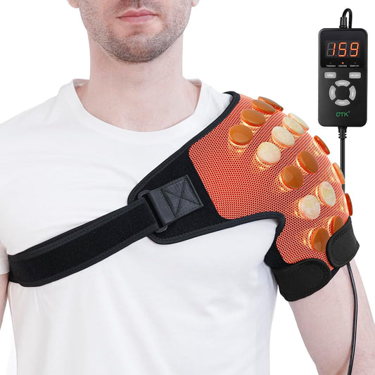 UTK Far Infrared Shoulder Heating Pad, Hot to 159℉, Gift for Men, Heating Pads for Rotator Cuff Pain Relief, 24 Timers, Auto-Off, 24 Natural Jade, 27-52" Adjustable Size Shoulder Wrap