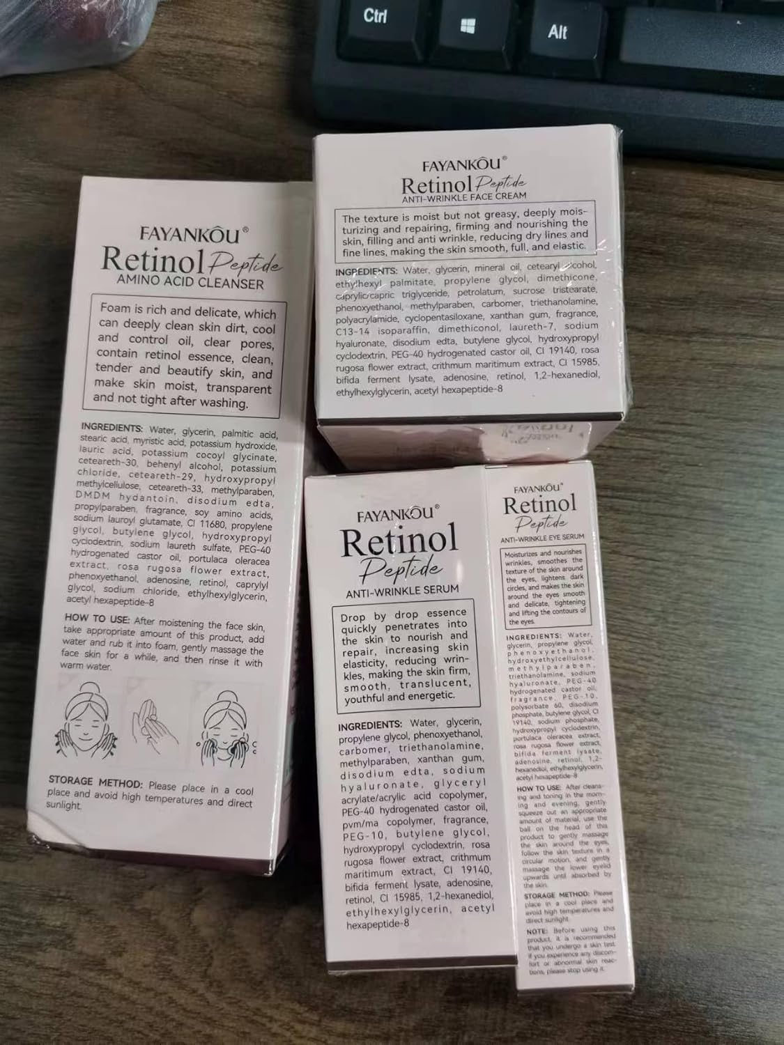 Retinol Skin Care Set, 4Pcs Anti Aging Skin Care Sets for Women, Include Retinol Face Cream Eye Cream Serum and Glycolic Acid 7%, Reduce Wrinkles, Promote Collagen Production Restore Skin Elasticity