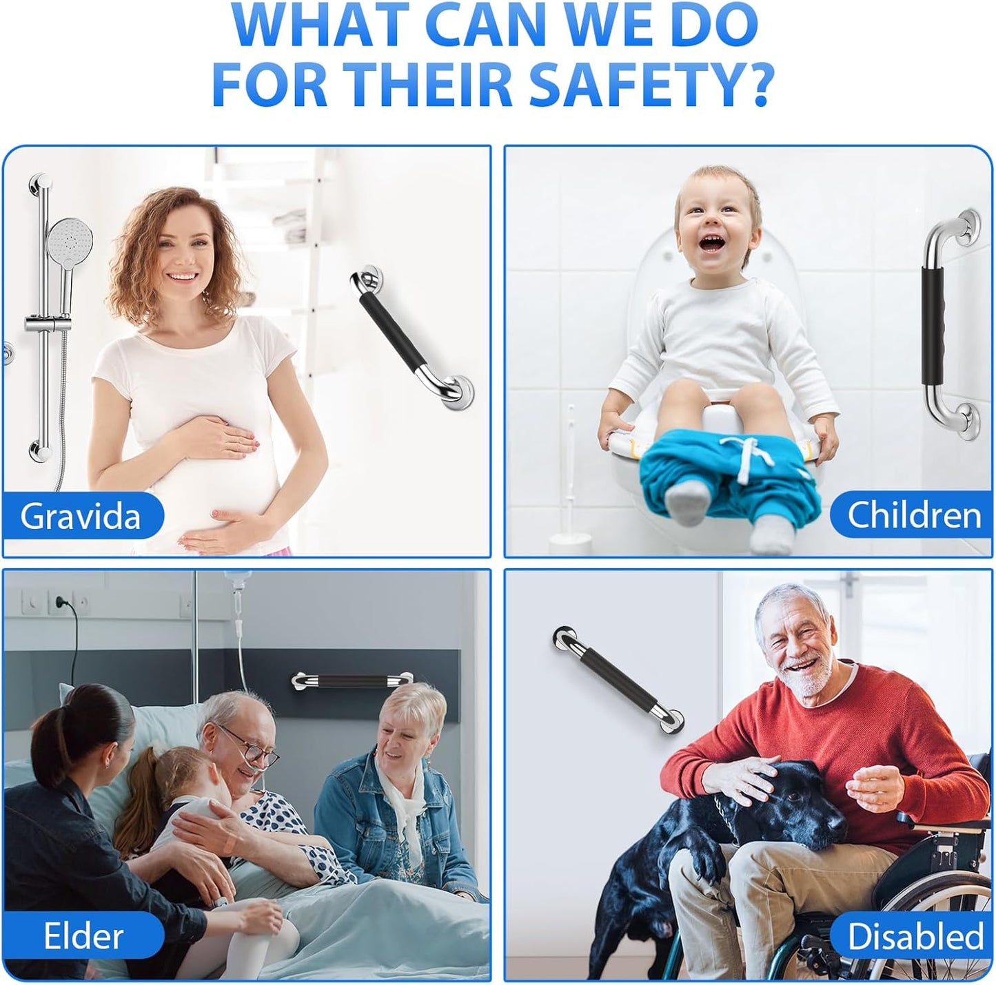 2 Pack 12 Inch Grab Bars for Bathtubs and Showers, Anti Slip Handicap Grab Bars for Shower, Safety Bath & Toilet Rail for Elderly Senior, Shower Handle Disability Assist Bathroom Handrail