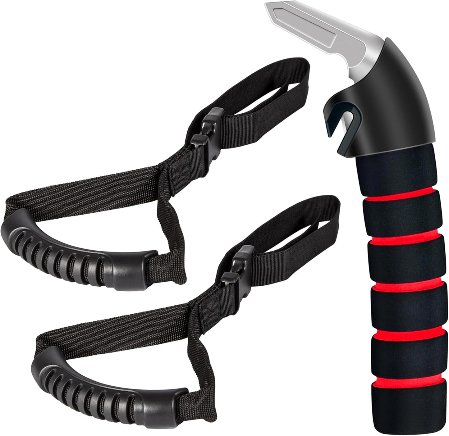 Car Door Handle for Elderly: Portable Car Assist Handle for Elderly & Seniors & Handicap - Auto Multifunction Armrest Portable Bar (1Pack Red and 2Pack Straps)