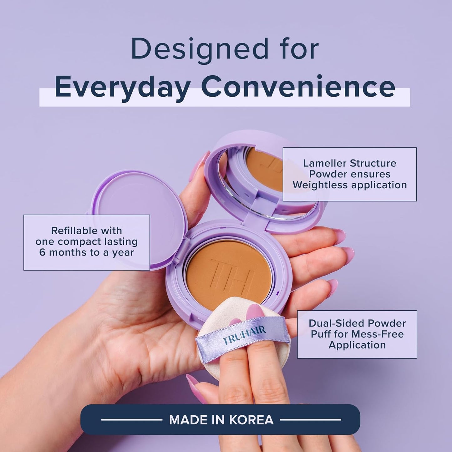 TRUHAIR Root & Scalp Cover Up Pressed Powder Compact, Waterproof, Weightless Hair Coverage & Bald Spot Concealing, Root Touch Up Hair Color for Gray Coverage & Thinning Areas, 0.35 Oz (Auburn)