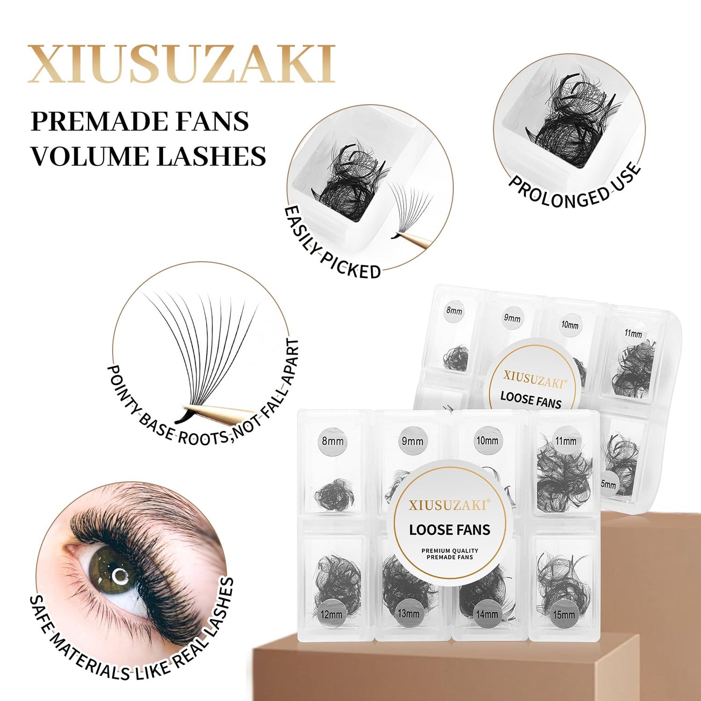 Premade Fans Eyelash Extensions 600 Fans 14D Volume Lash Extensions 0.03 Thickness Eyelash Extension C Curl Premade Lash Fans Mix 8-15mm Fluffy Soft Handmade Loose Fan(600Fans-14D-0.03-C,8-15mm)