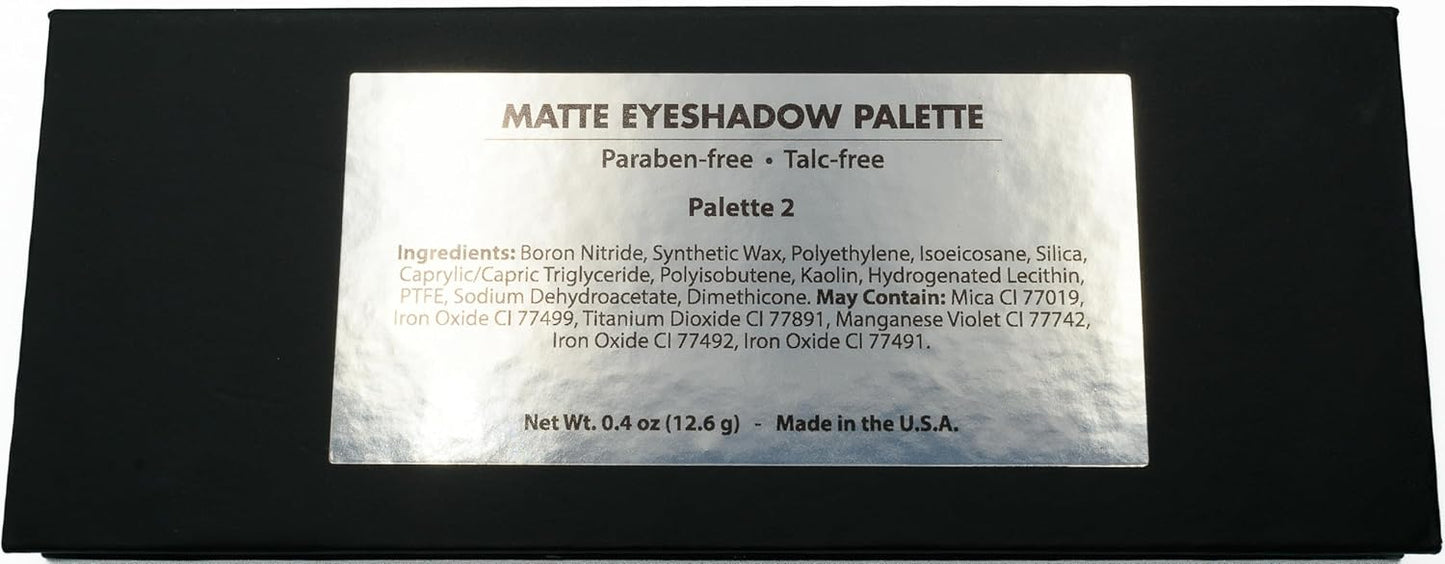 Matte Black, Silver Grey, Light Brown and Off White Vegan Eyeshadow Mini Palette; Talc, Paraben & Cruelty Free